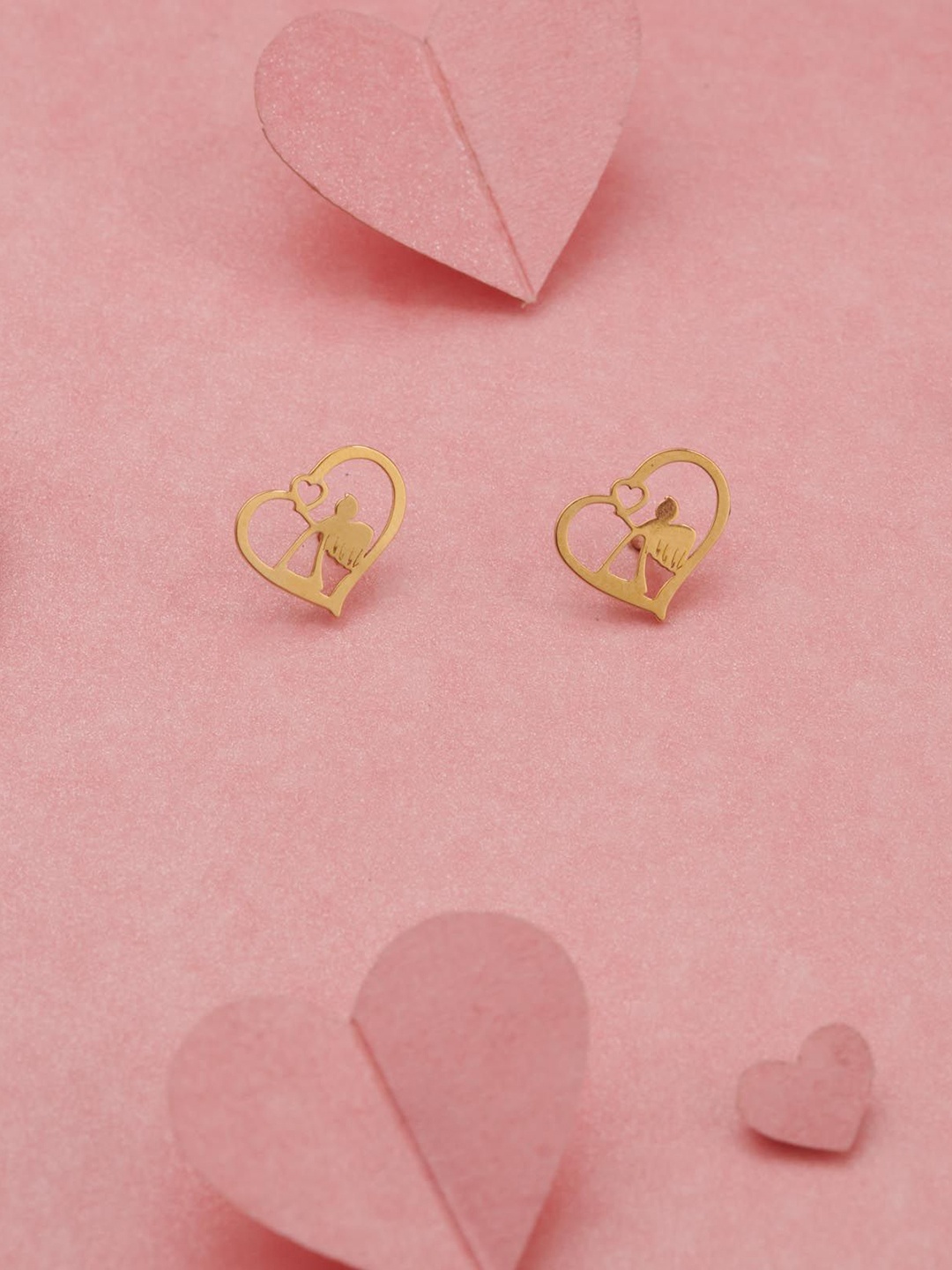 

Gargi by P. N. Gadgil & Sons 92.5 Sterling Silver Contemporary Studs, Gold