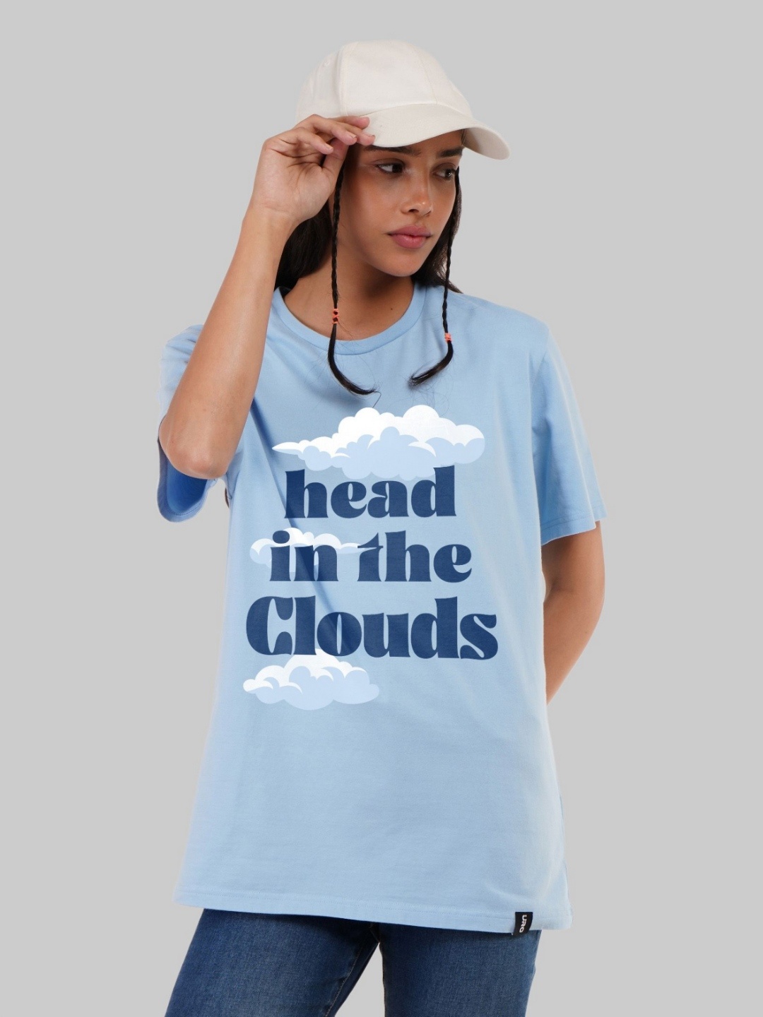 

Underrated Club Women Typography Printed Bio Finish Raw Edge T-shirt, Blue
