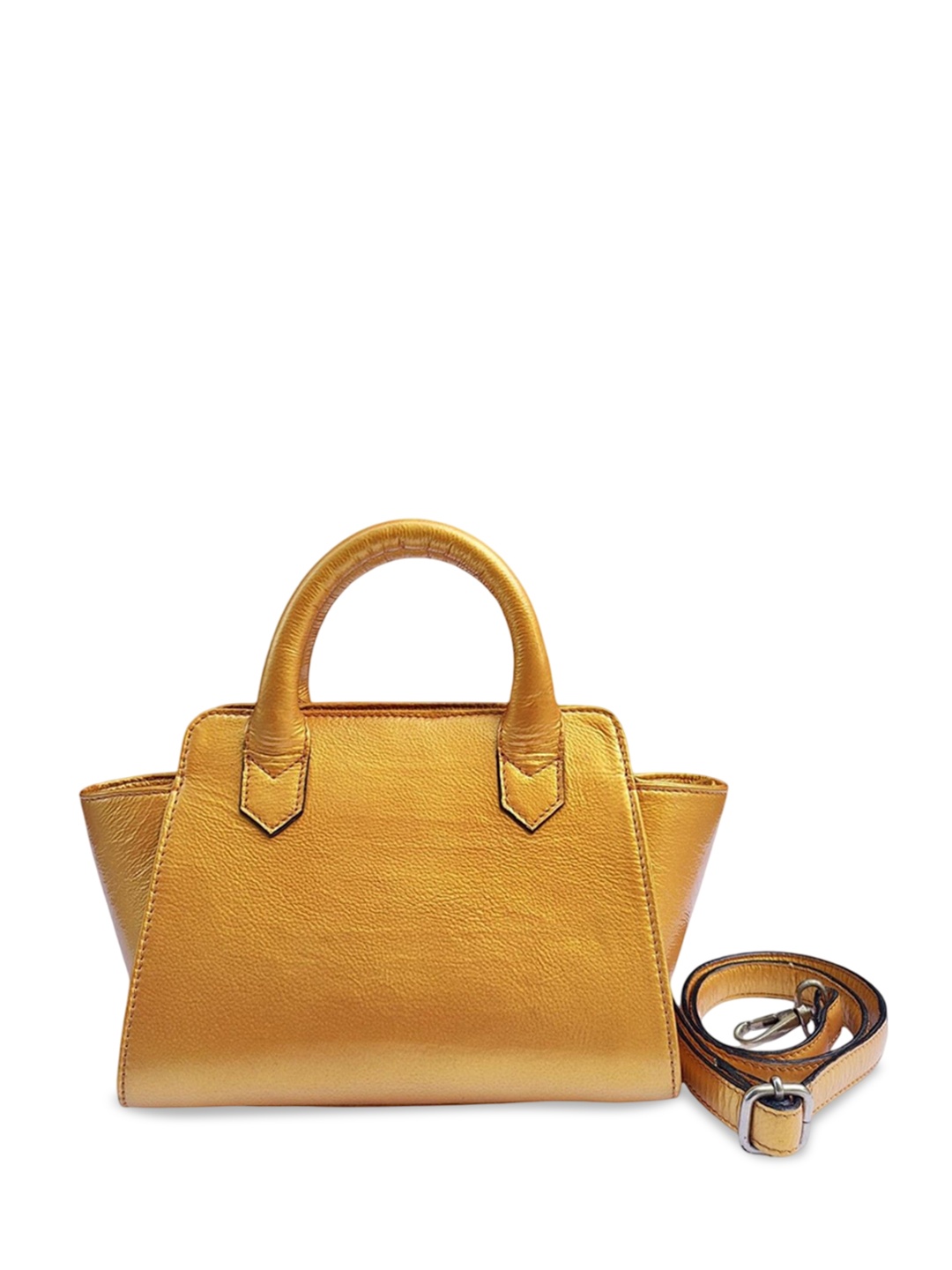 

PERKED Women ROAR Textured Swagger Leather Handheld Bag, Gold