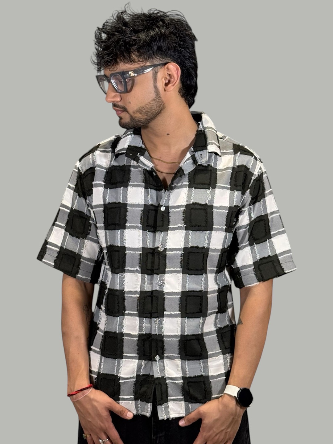 

Moda Rapido Women Comfort Gingham Checks Opaque Checked Casual Shirt, Black