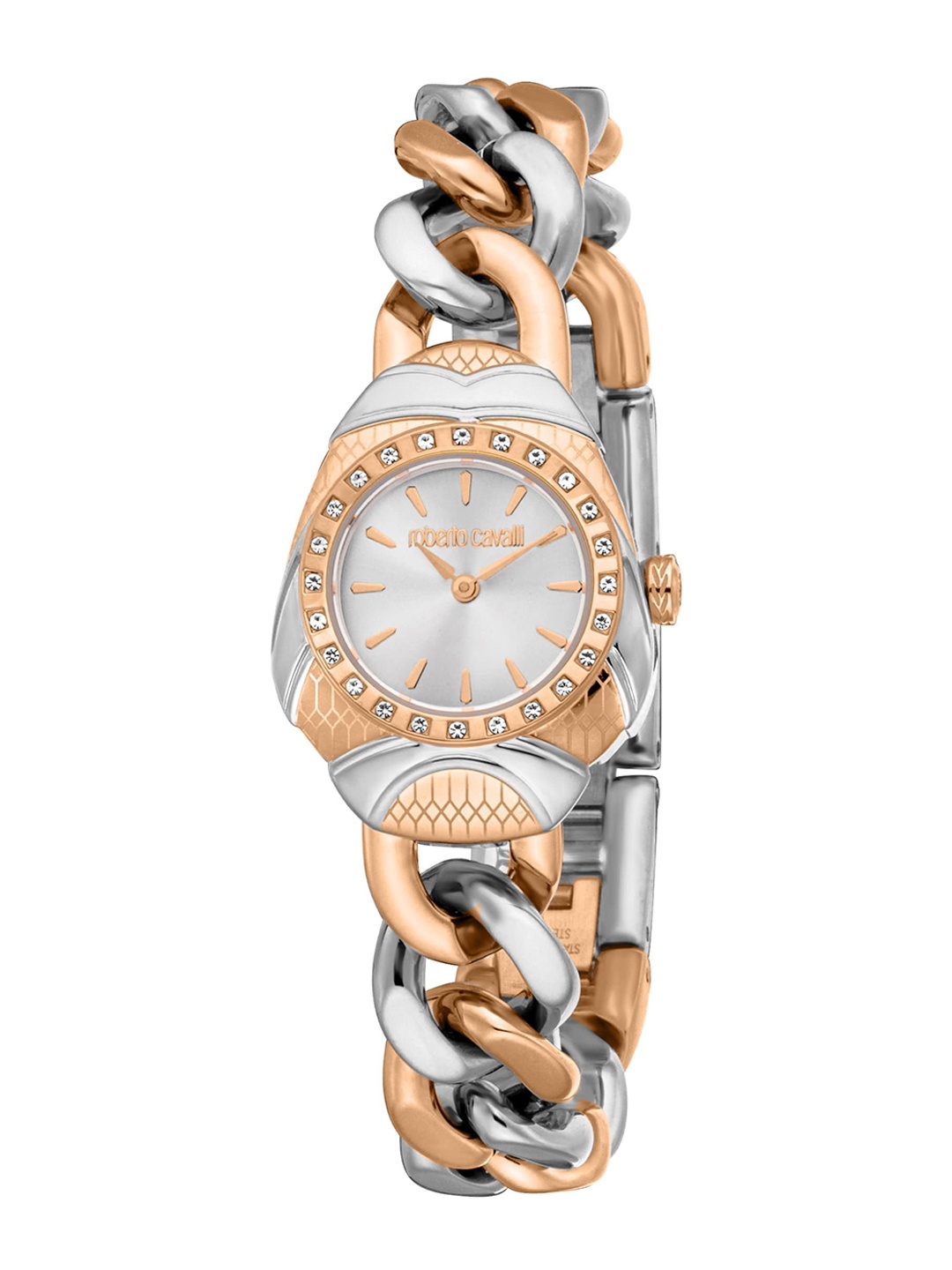 

Roberto Cavalli Women Embellished Dial & Stainless Steel Bracelet Style Straps Analogue Automatic Watch, Multi