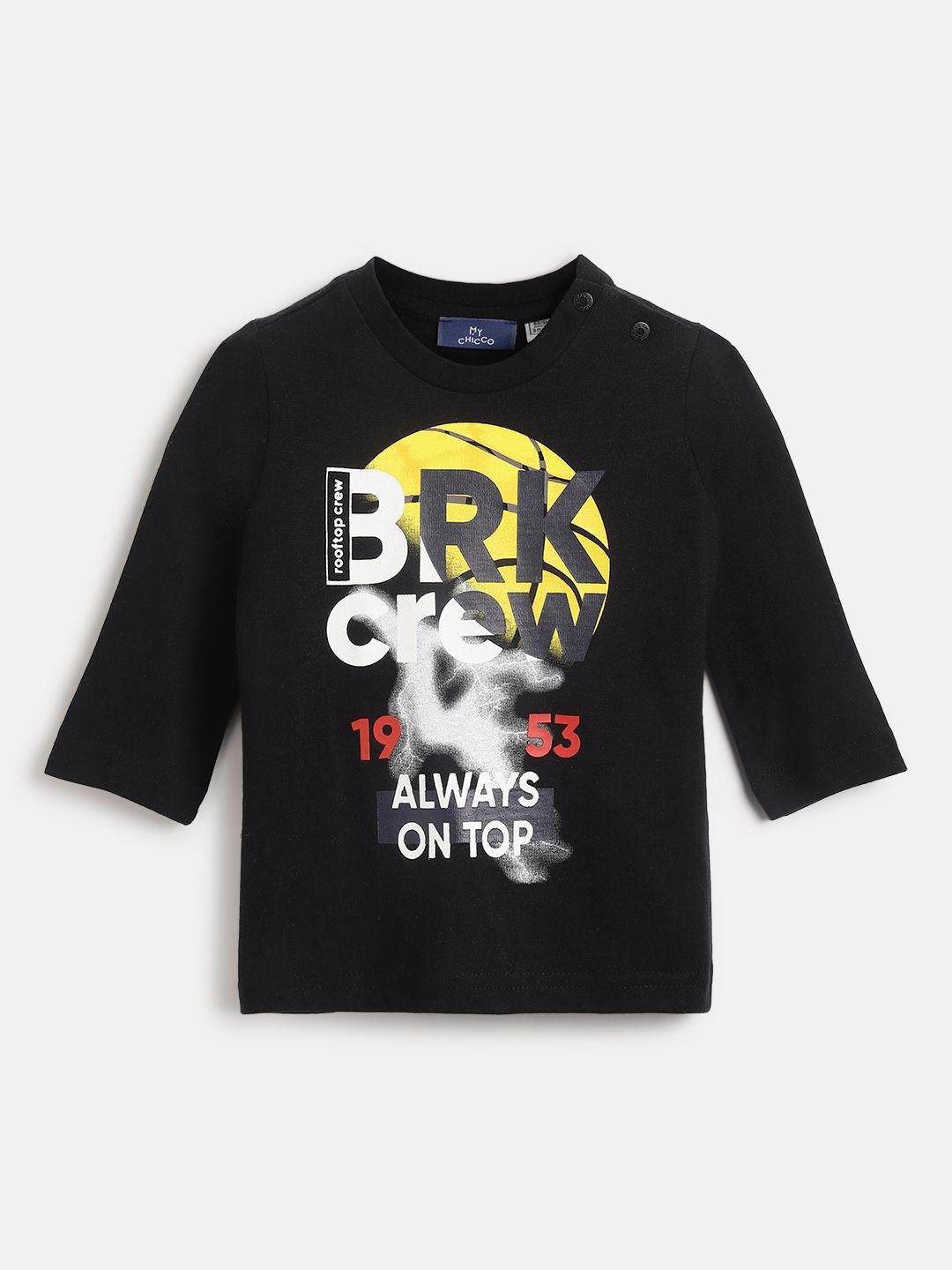 

Chicco Boys Typography Printed Round Neck Cotton T-shirt, Black