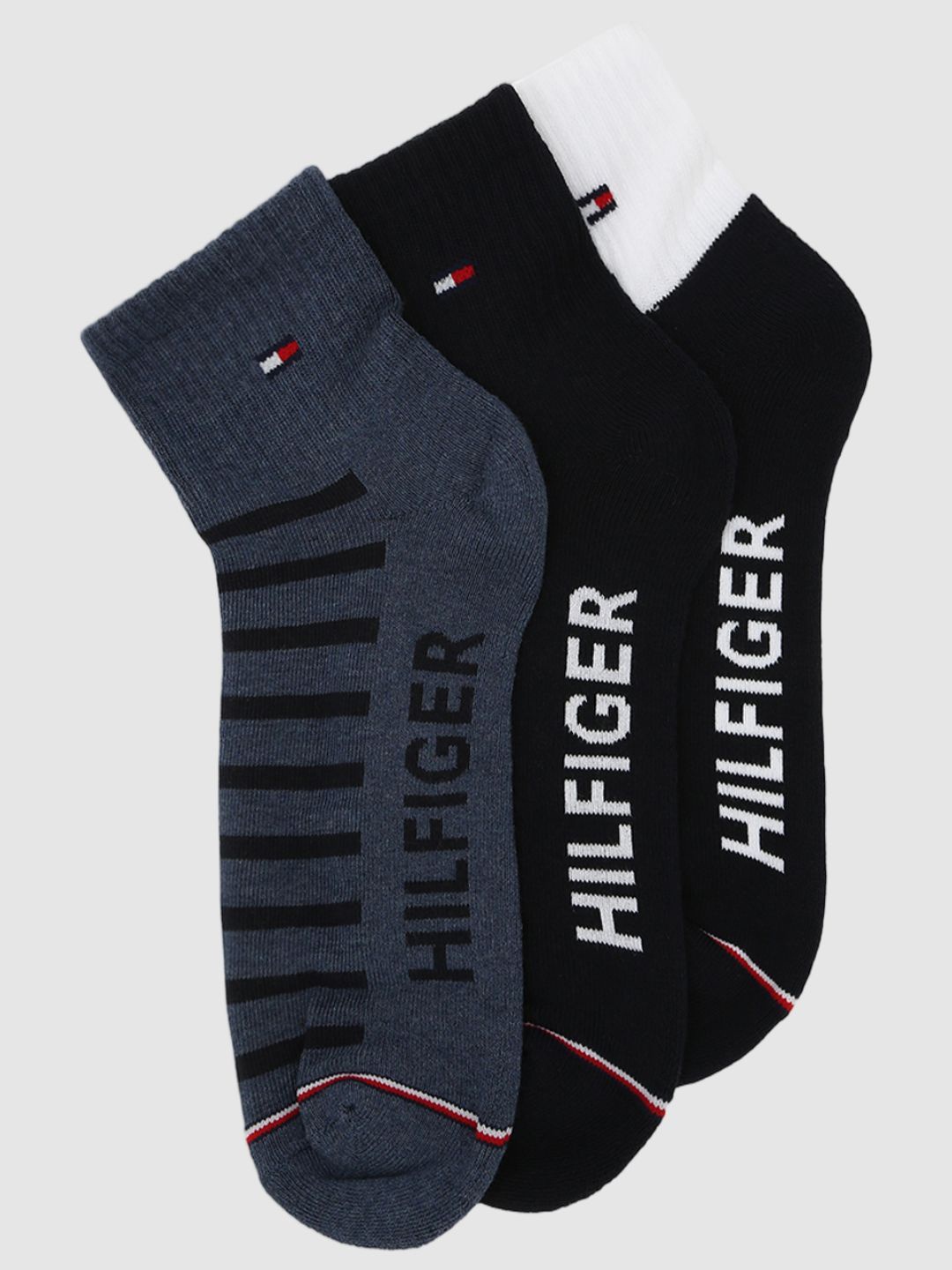 

Tommy Hilfiger Men Pack Of 3 Ankle Length Socks, Grey