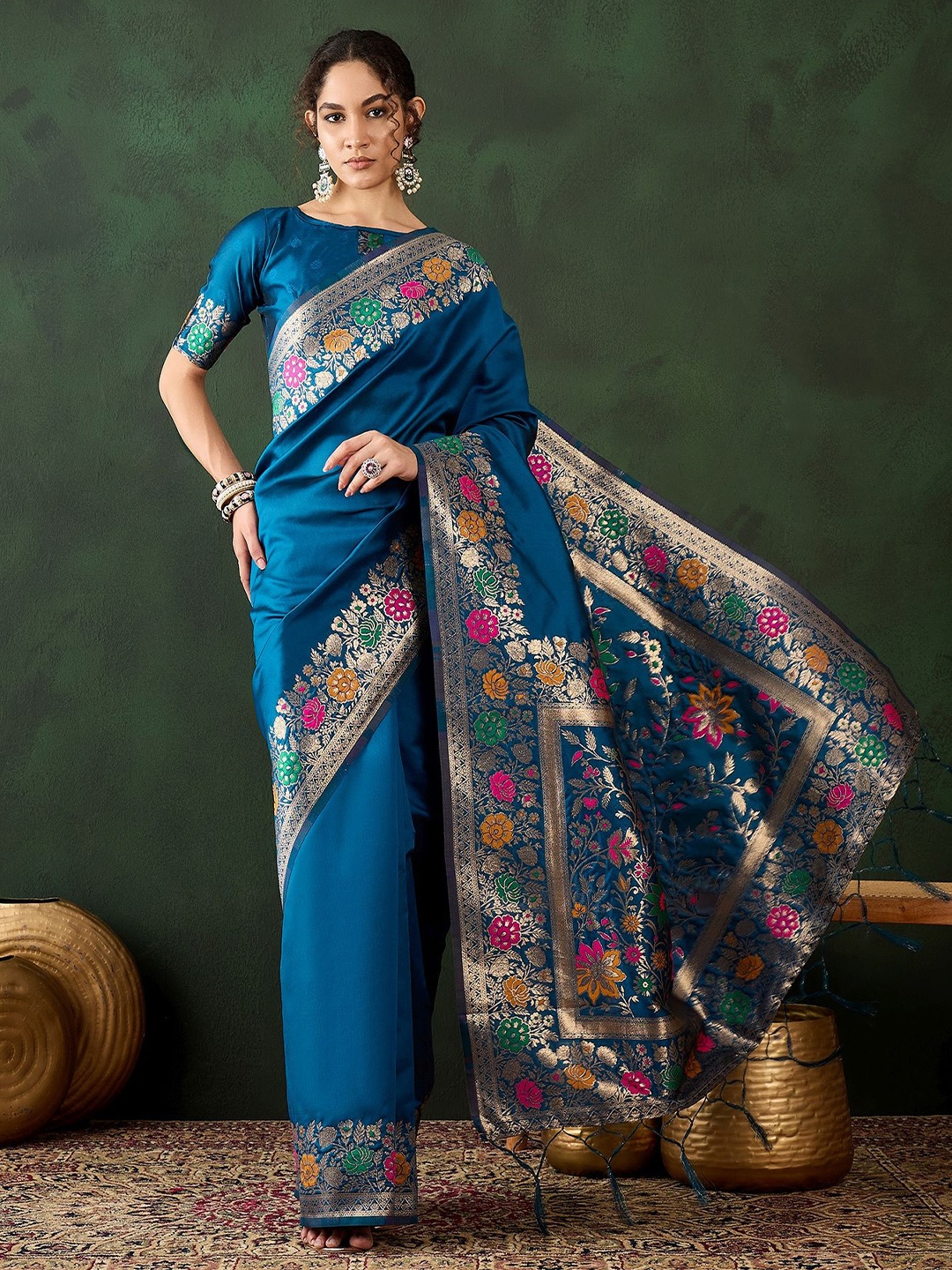 

Maroosh Zari Banarasi Saree, Teal