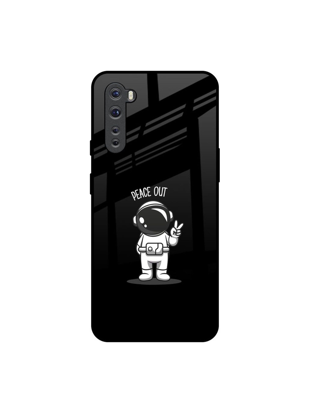 

QRIOH Peace Out Astro Real Printed OnePlus Nord Back Case, Black