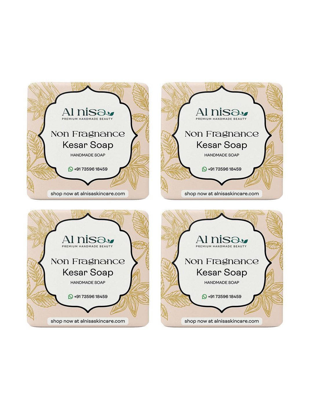 

Al Nisa Set Of 4 Kesar Handmade Soap- 100 g Each, Orange