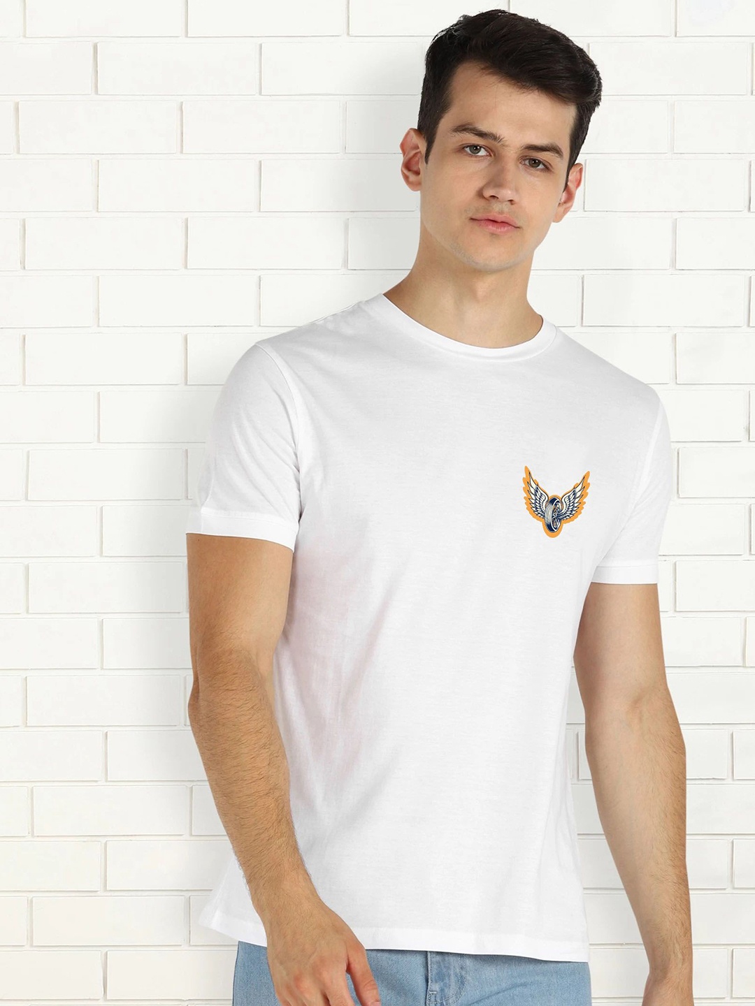 

Moda Rapido Men Graphic Printed Round Neck Cotton Slim Fit T-shirt, White