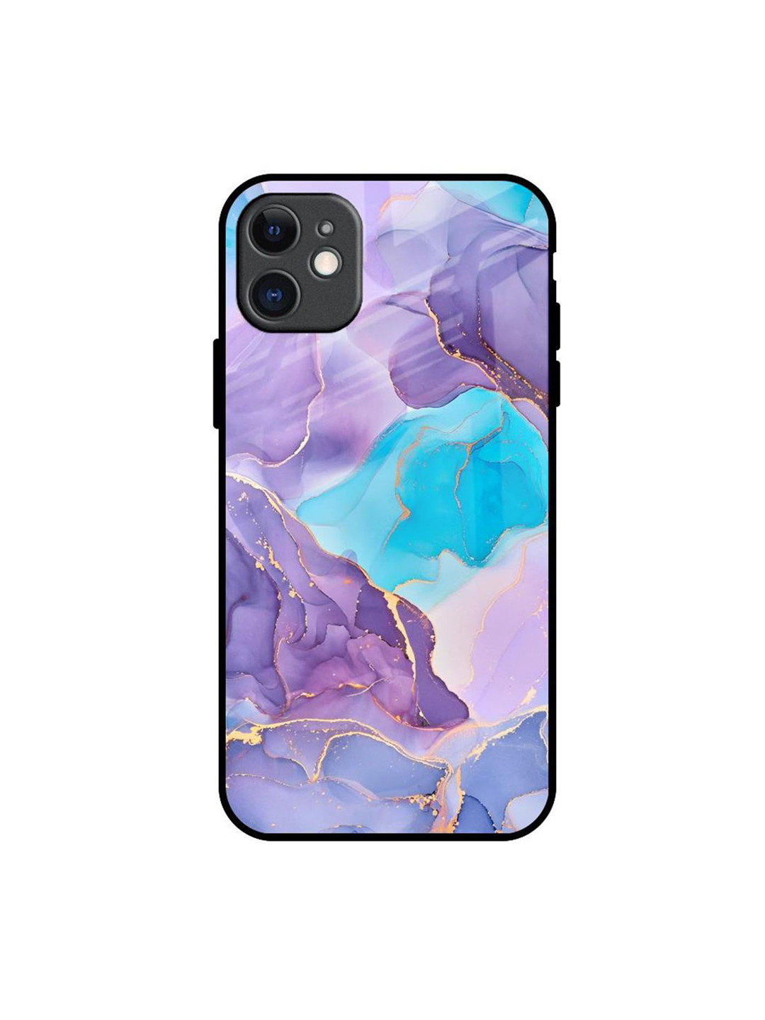 

QRIOH Alcohol ink Marble Real Printed iPhone 11 Back Case, Purple