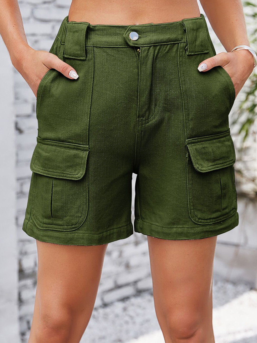 

StyleCast Women Slim Fit Denim Denim Shorts, Olive