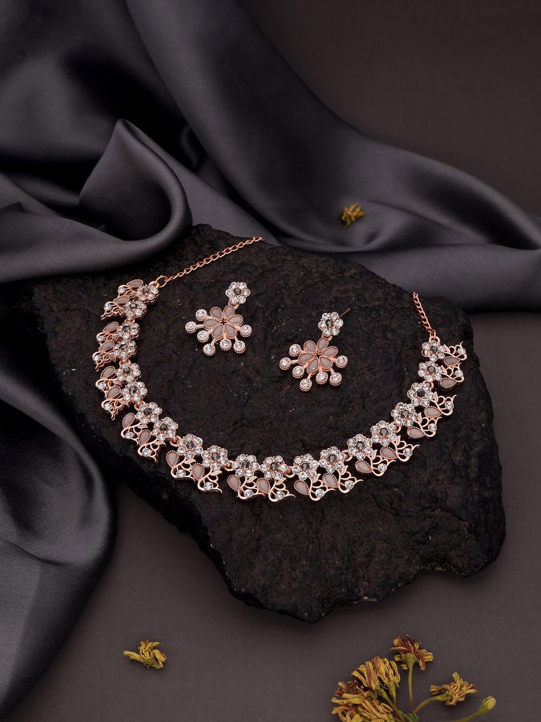 

Anouk Gold-Plated Artificial Stones Studded Necklace With Earrings