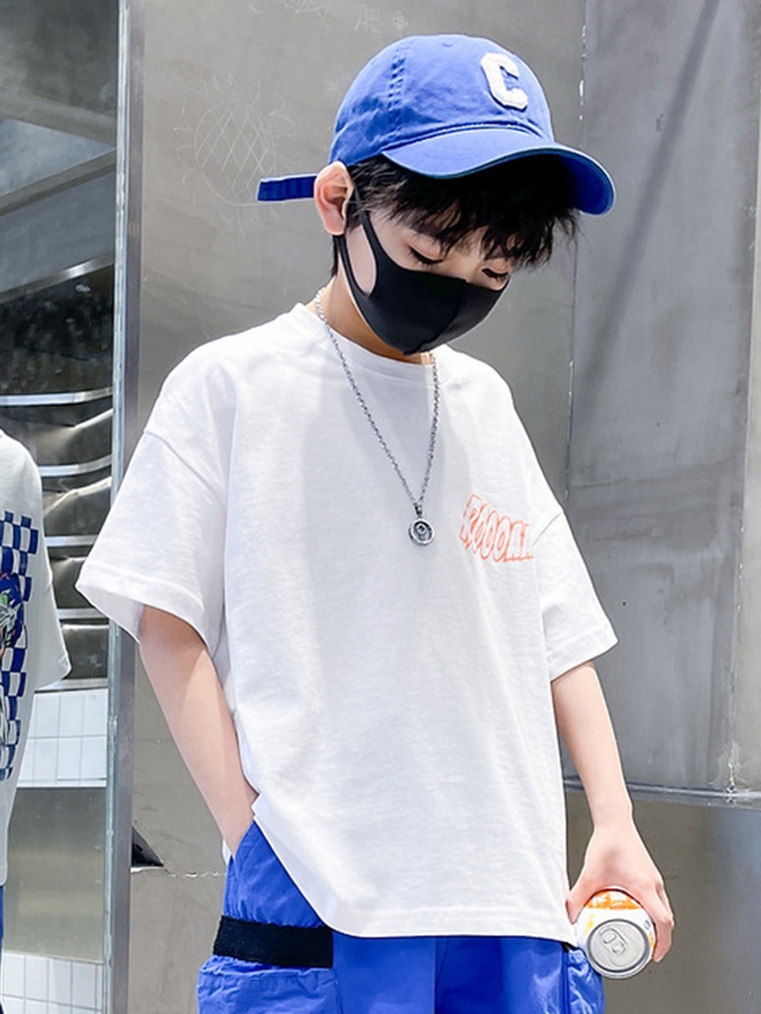 

LULU & SKY Boys Graphic Printed Round Neck Cotton Oversized T-shirt, White