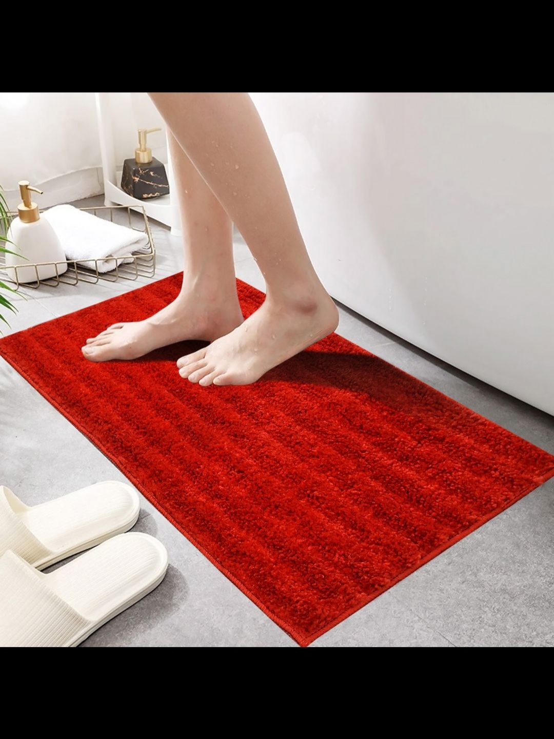

MAA HOME CONCEPT Red Textured Microfiber Anti Skid 1600 GSMBathMat