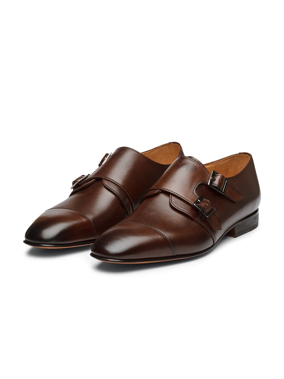 

3DM Lifestyle Men Leather Formal Monk Shoes, Brown