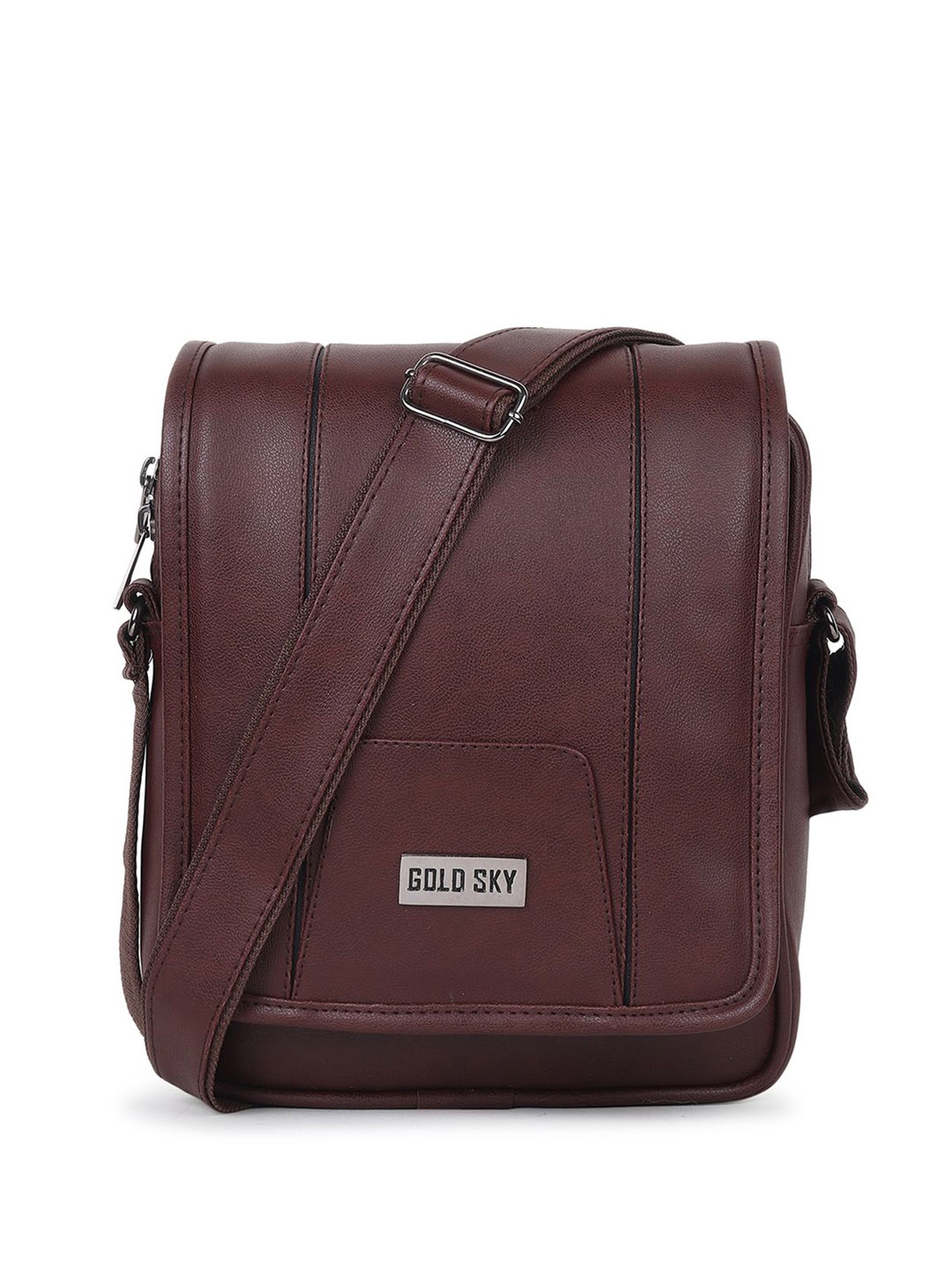 

GOLD SKY Textured Sling Bag, Brown
