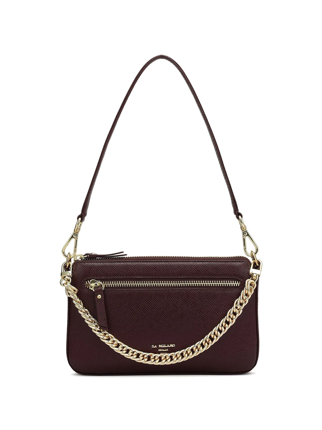 

Da Milano Leather Structured Shoulder Bag, Burgundy