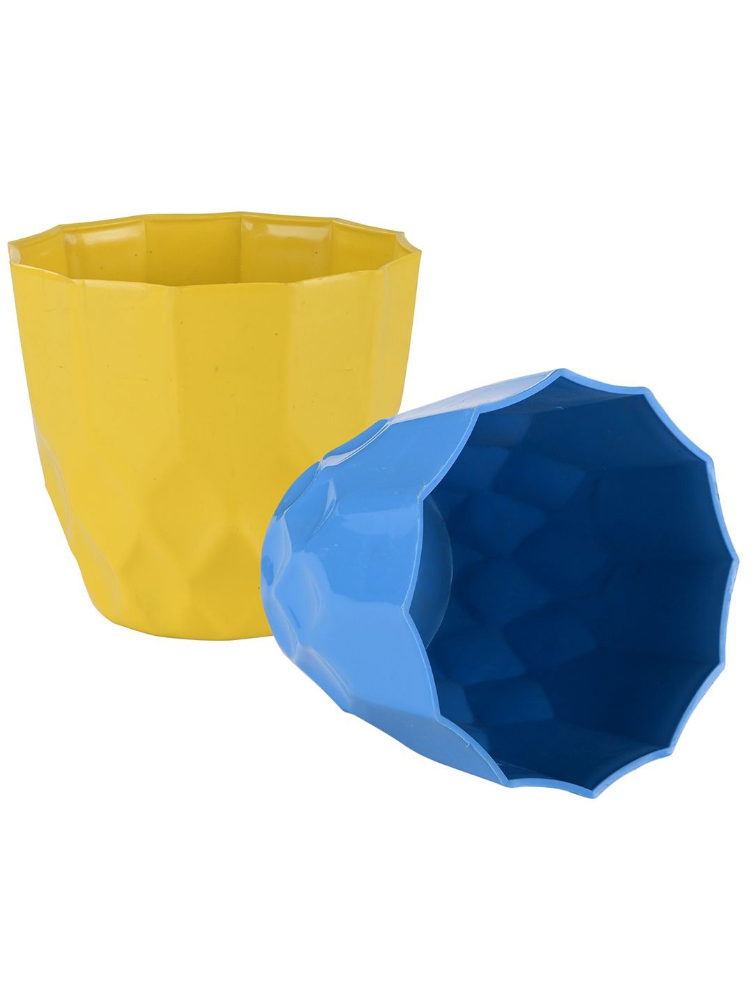 

Kuber Industries Yellow & Blue 2 Pieces Barfi Pattern Flower Pots for Garden