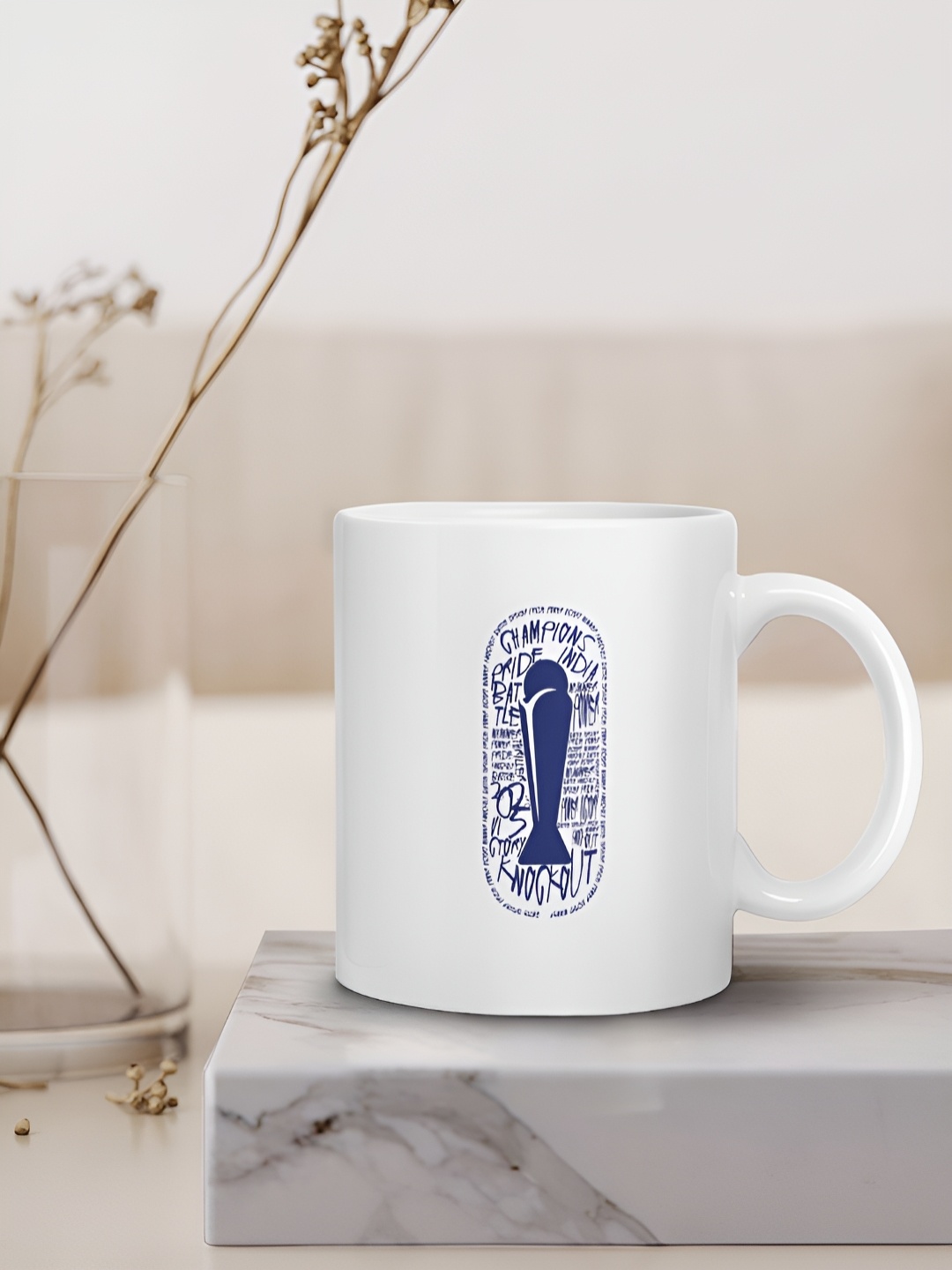 

FanCode White & Blue Printed Ceramic Glossy Mugs Set of Cups and Mugs