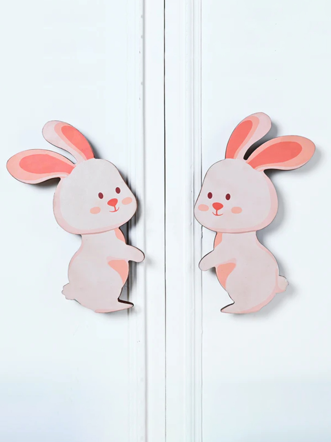 

Pinch of Pretty Pink & White 2 Pieces Printed Wooden Bunny Cupboard Door Handles