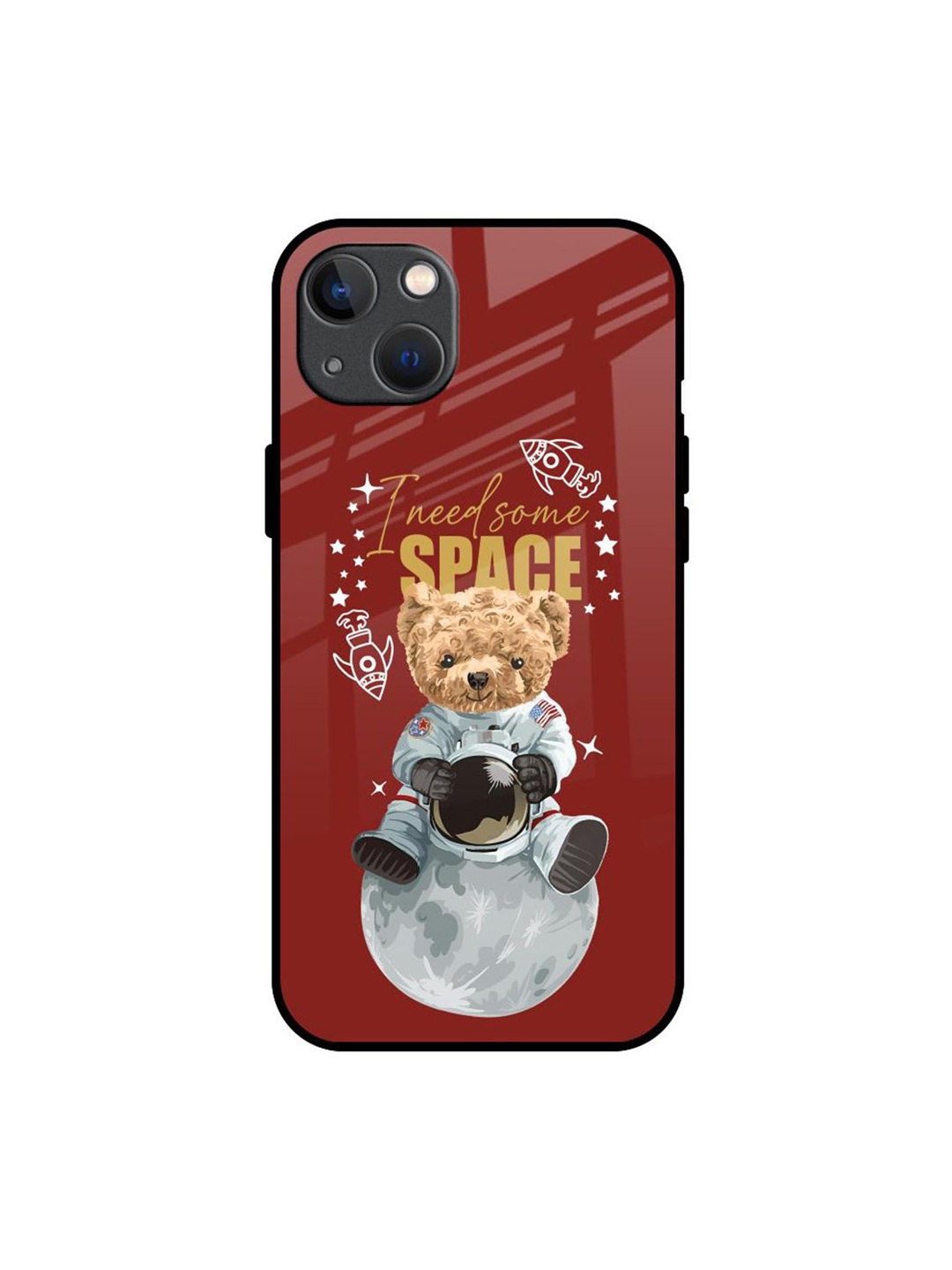 

QRIOH Astronaut Bear Printed iPhone 13 Back Case, Red