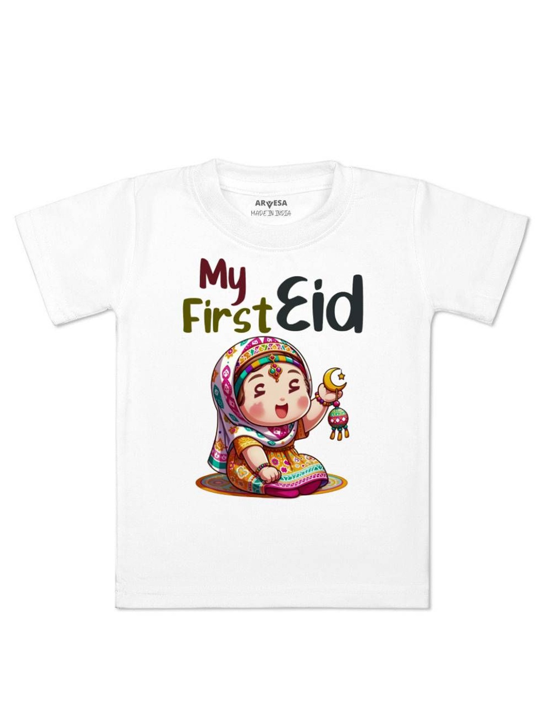 

Arvesa My First Eid Printed Regular Fit Tshirt, White