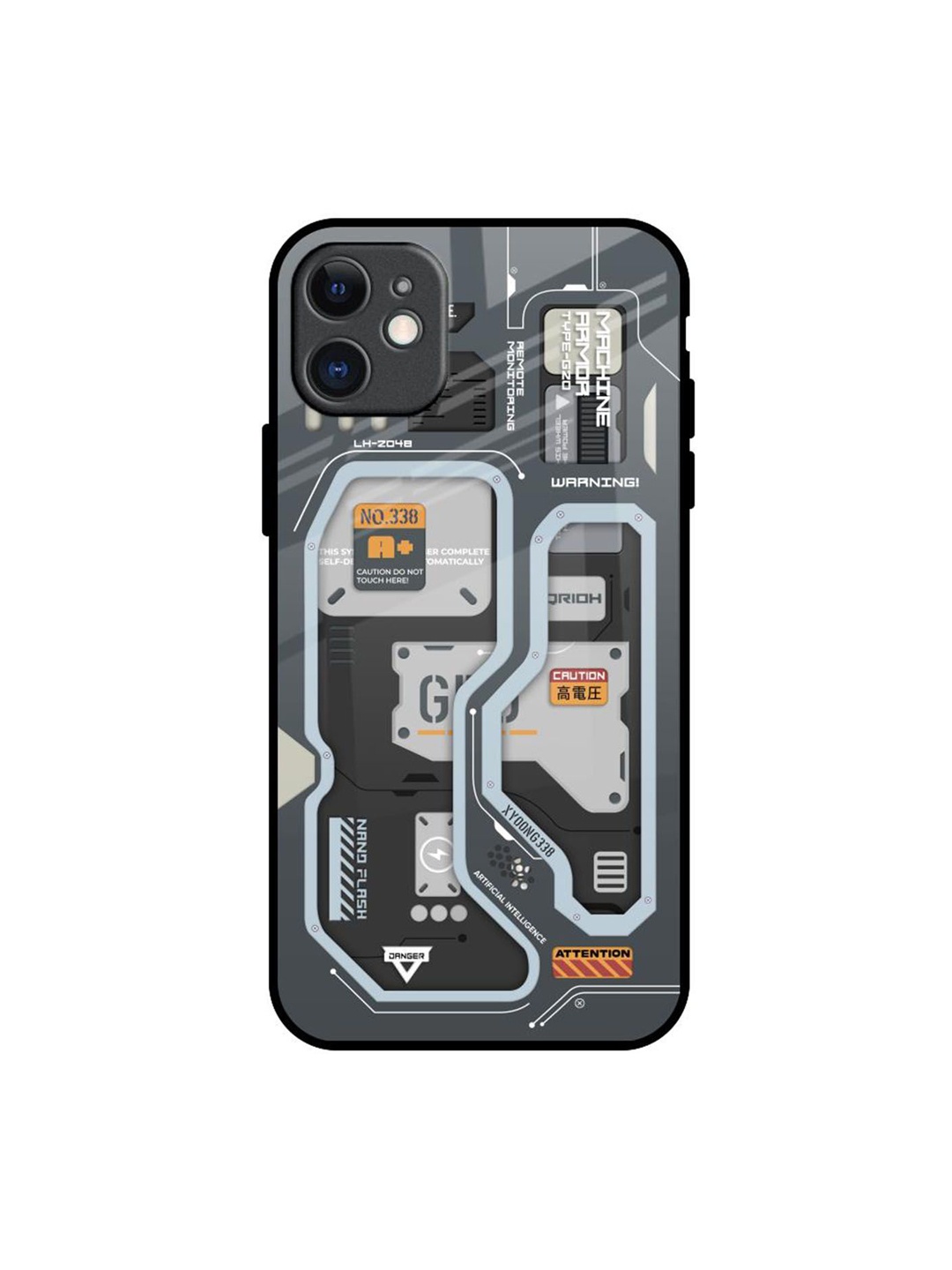 

QRIOH Retro Futuristic Printed iPhone 11 Back Case, Grey