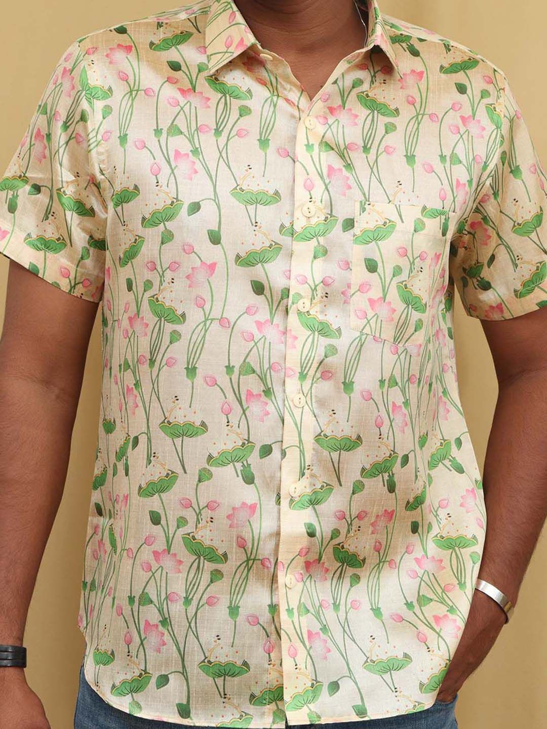 

Luxurionworld Men Modern Semi Sheer Printed Casual Shirt, Multi