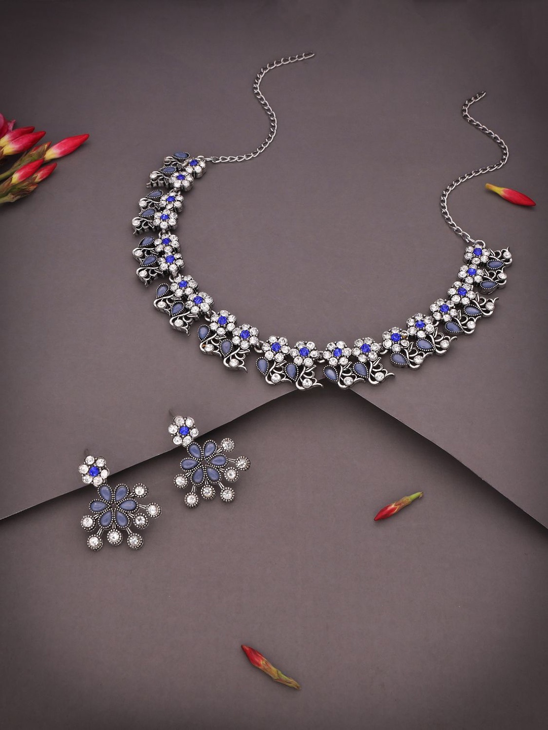 

Anouk Silver-Plated American Diamond Studded Jewellery Set