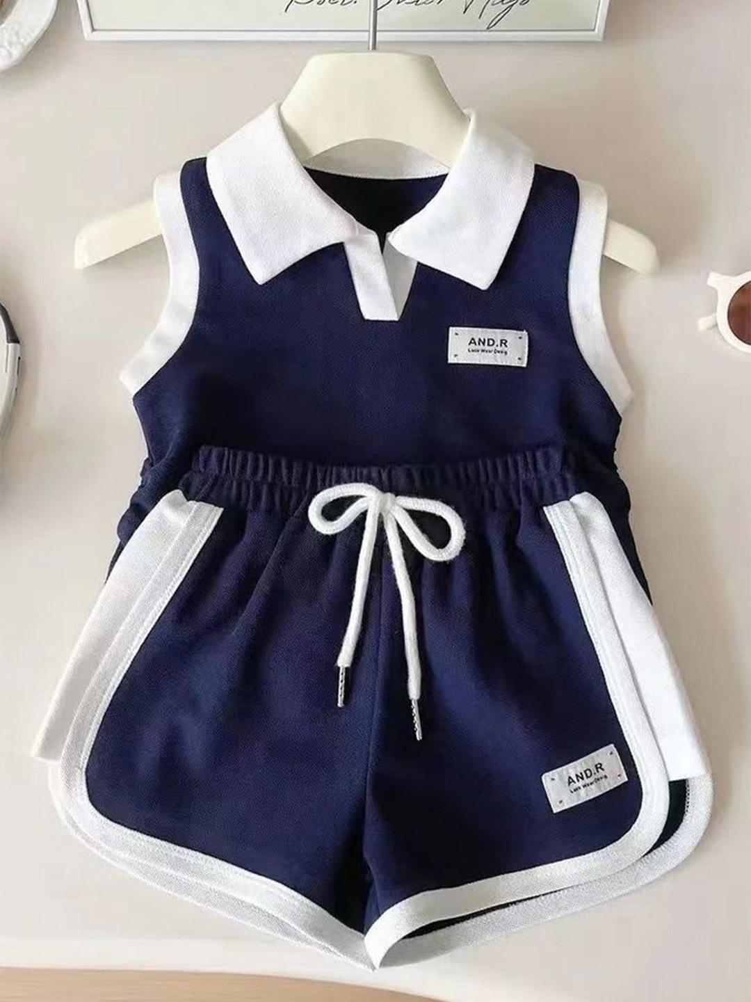 

LULU & SKY Girls Polo Top With Shorts, Navy blue
