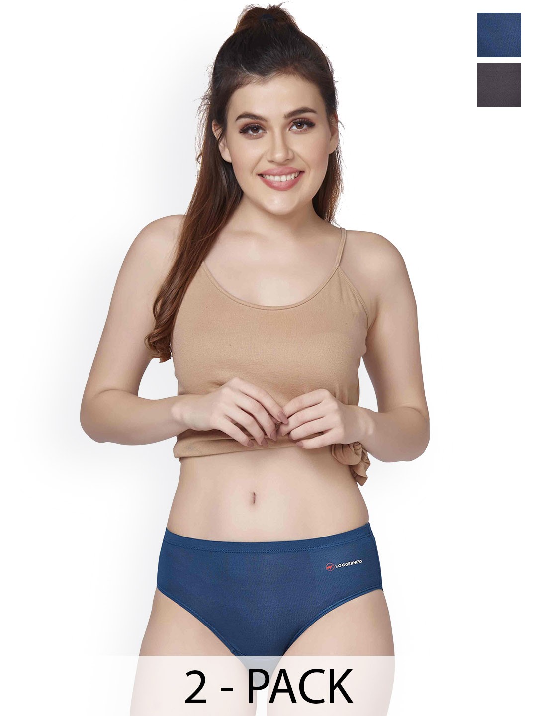 

LOGGERHEAD Pack Of 2 Hipster Briefs LHMH013-DarkGrey-RoyalBlue, Grey