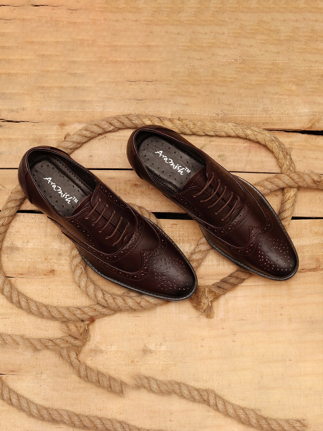 

ARAMISH Men Leather Formal Brogues, Brown