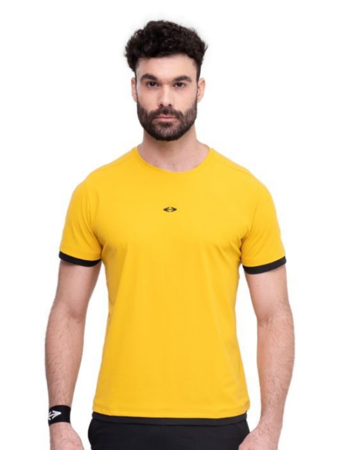 

STRCH Men Anti Odour Solid Round Neck Running T-shirt, Yellow
