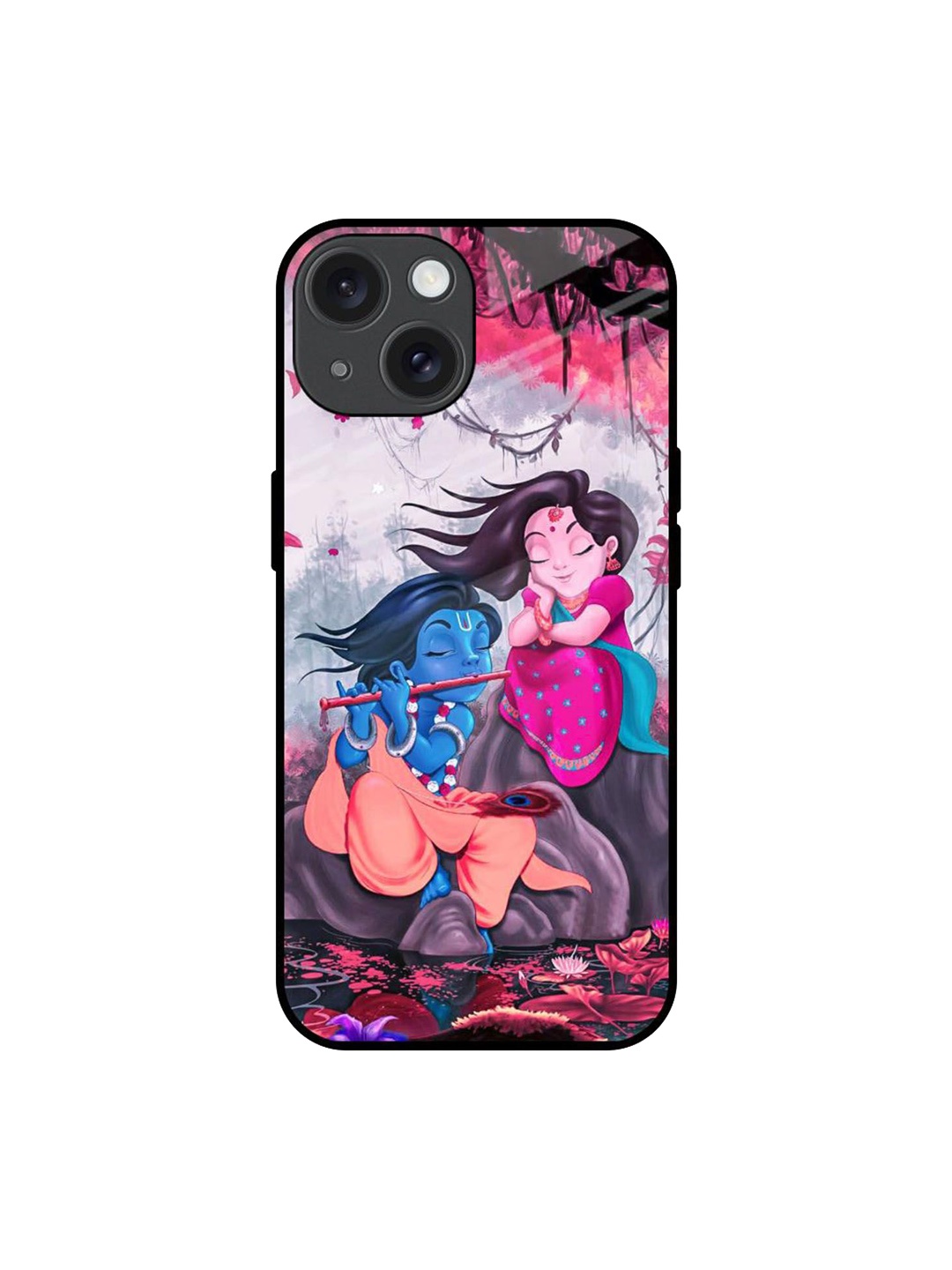 

QRIOH Radha Krishna Art Real Printed iPhone 15 Back Case, White