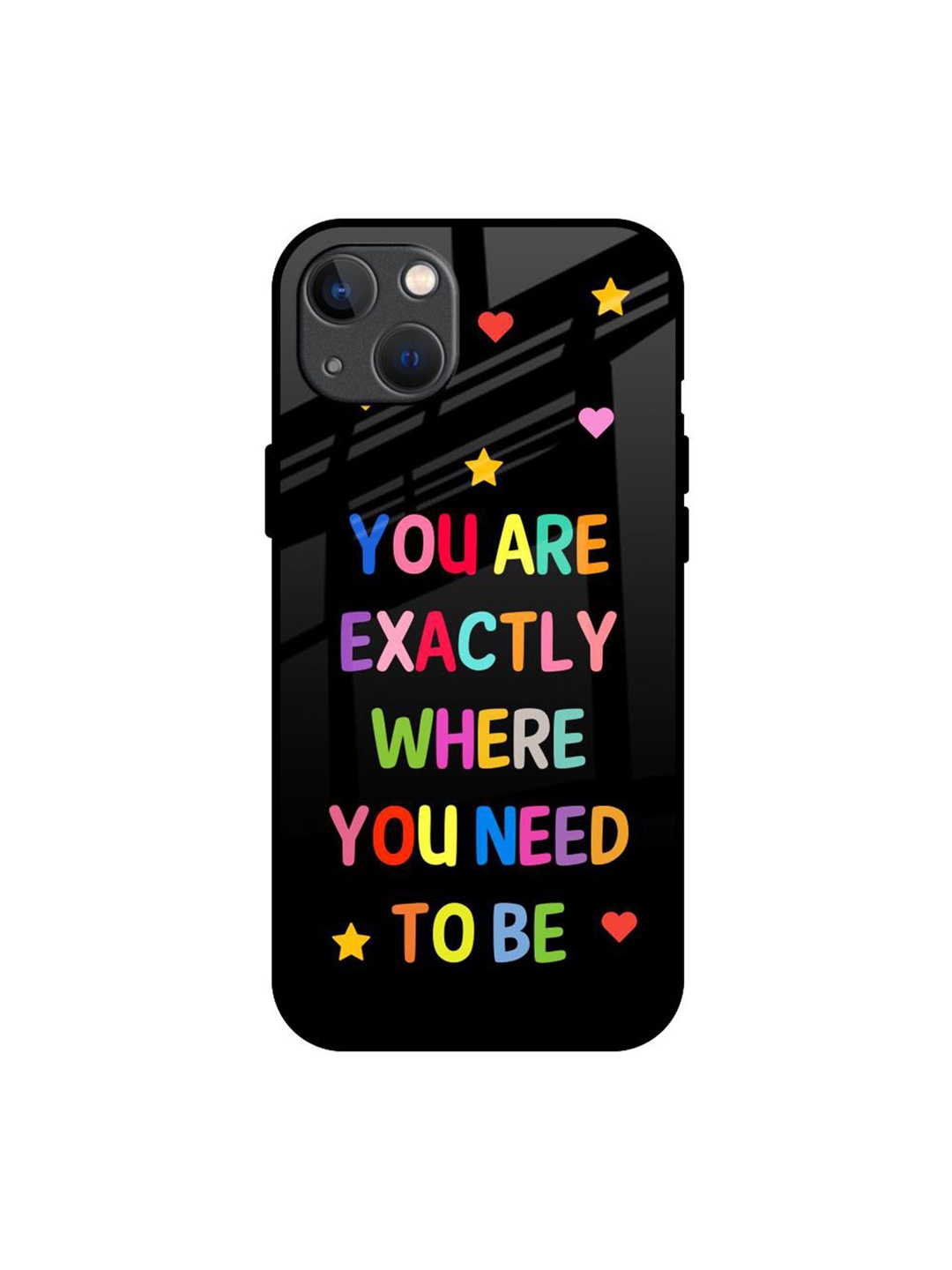 

QRIOH Magical Words Printed iPhone 13 Back Case, Black