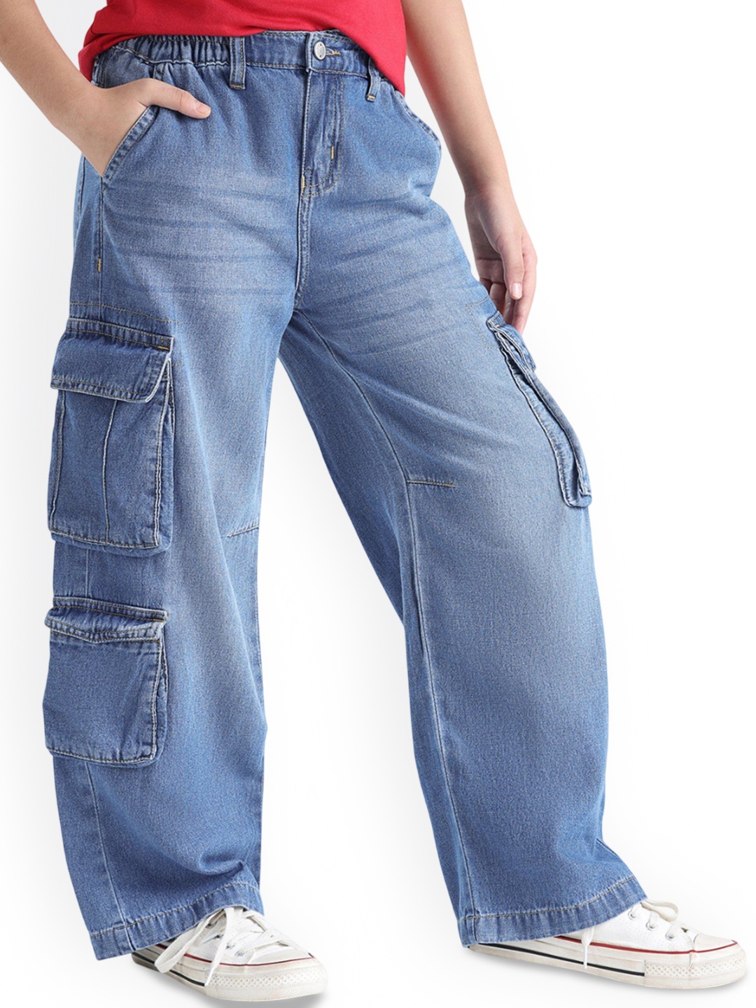 

ARIAS By LARA DUTTA Girls Cotton Regular Fit High-Rise Light Fade Jeans, Blue