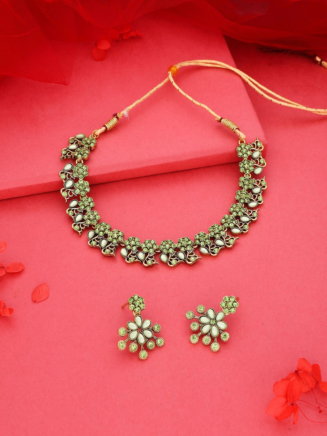 

Lyriss Gold-Plated American Diamond Studded Necklace And Earrings