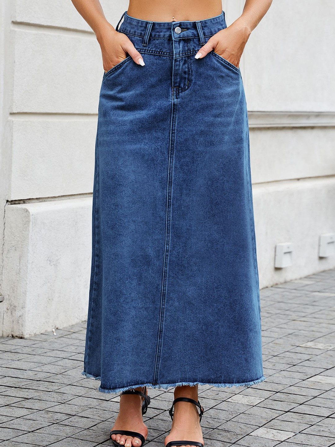 

StyleCast Denim A-Line Maxi Skirt, Blue