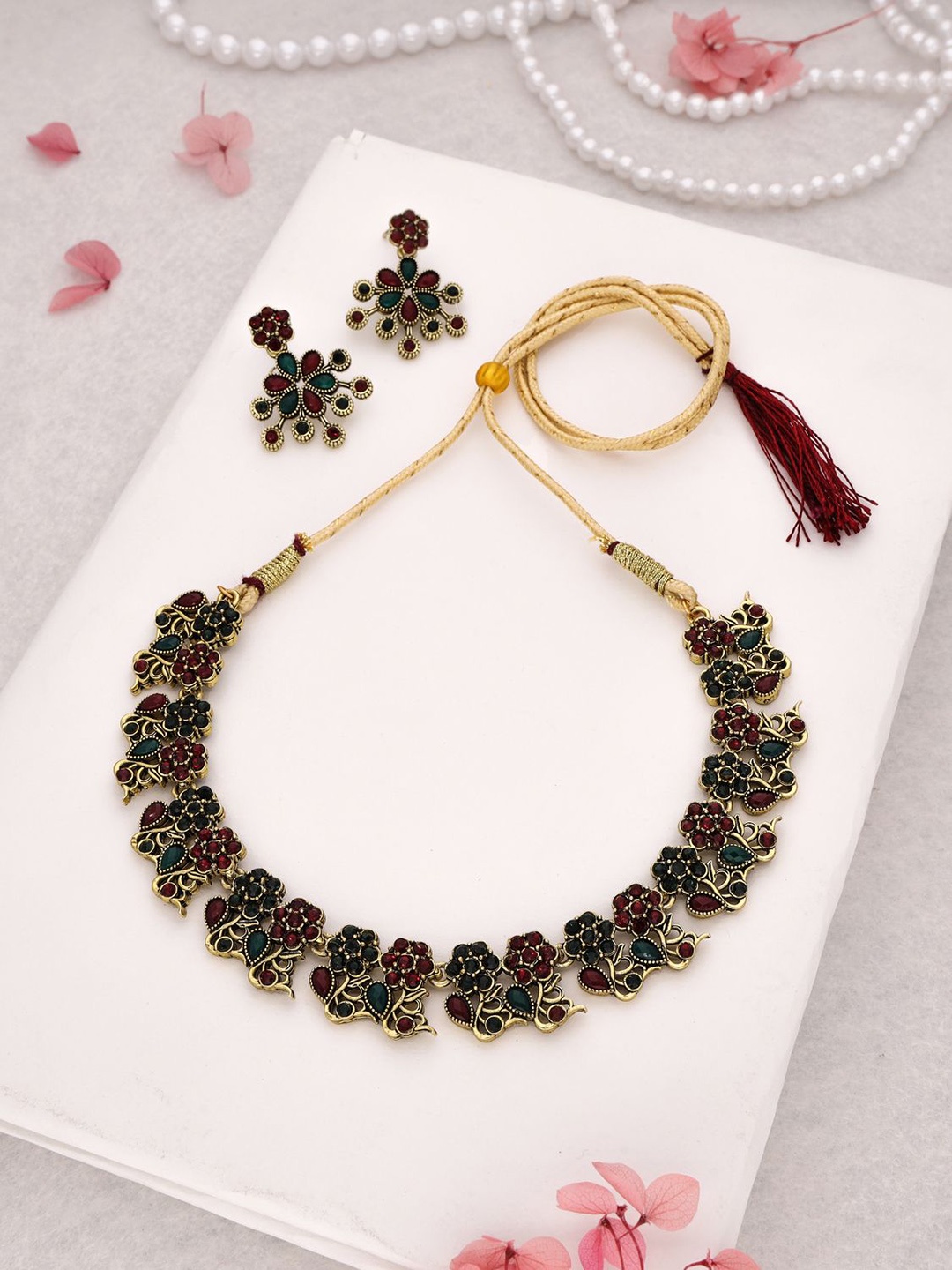 

Lyriss Gold-Plated American Diamond Studded Jewellery Set