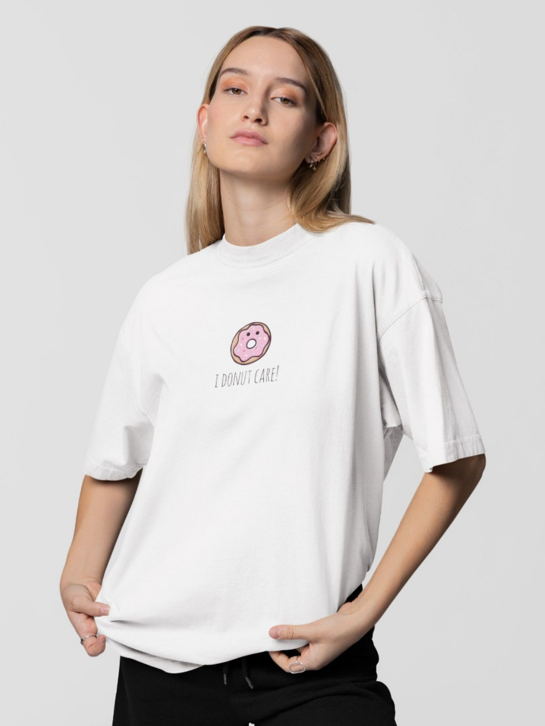 

TheBTclub Women Activchill Graphic Printed Round Neck Cotton Oversized T-shirt, White