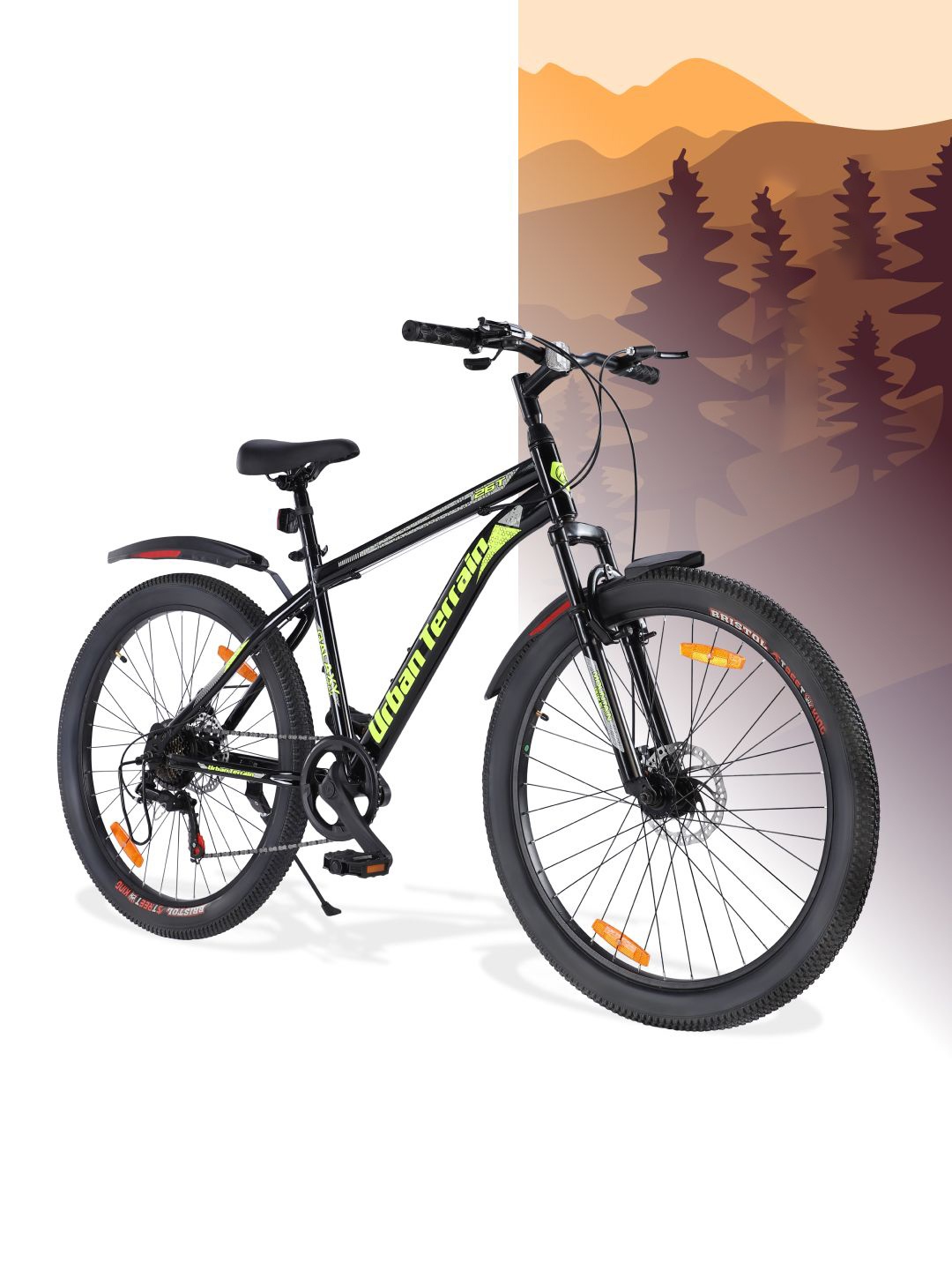 

URBAN TERRAIN Galaxy Max Steel 7 Speed 26T Mountain Bike, Green