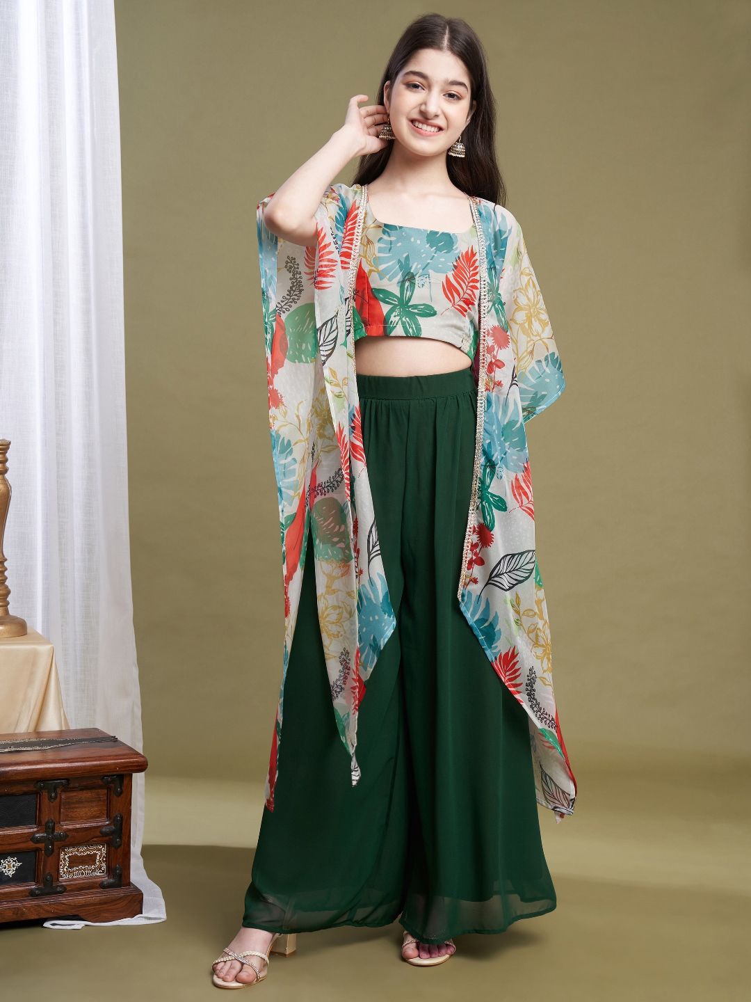 

CurlyTales Floral Print Georgette Maxi Dress, Green