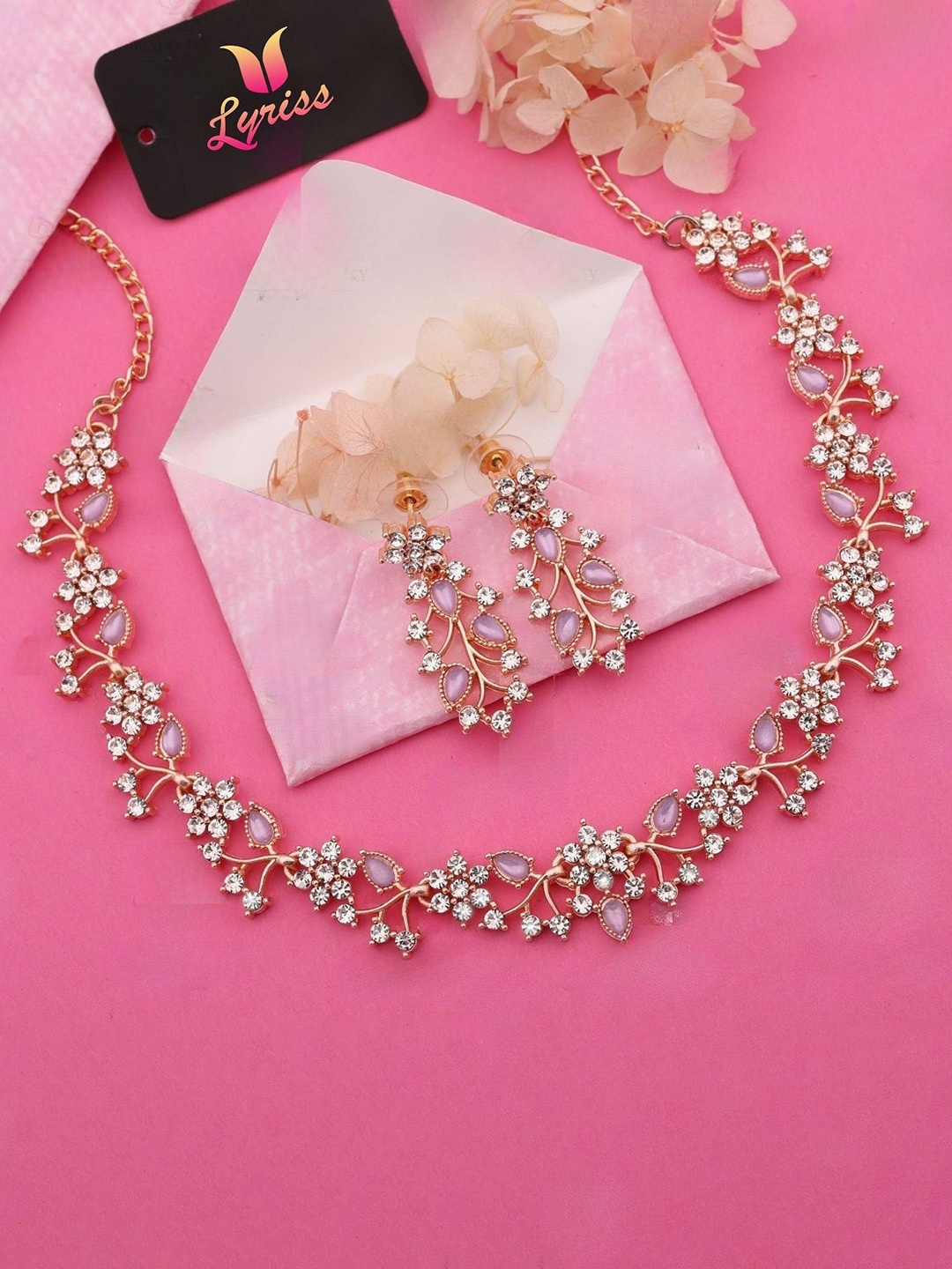 

Lyriss Gold-Plated American Diamond Studded Jewellery Set