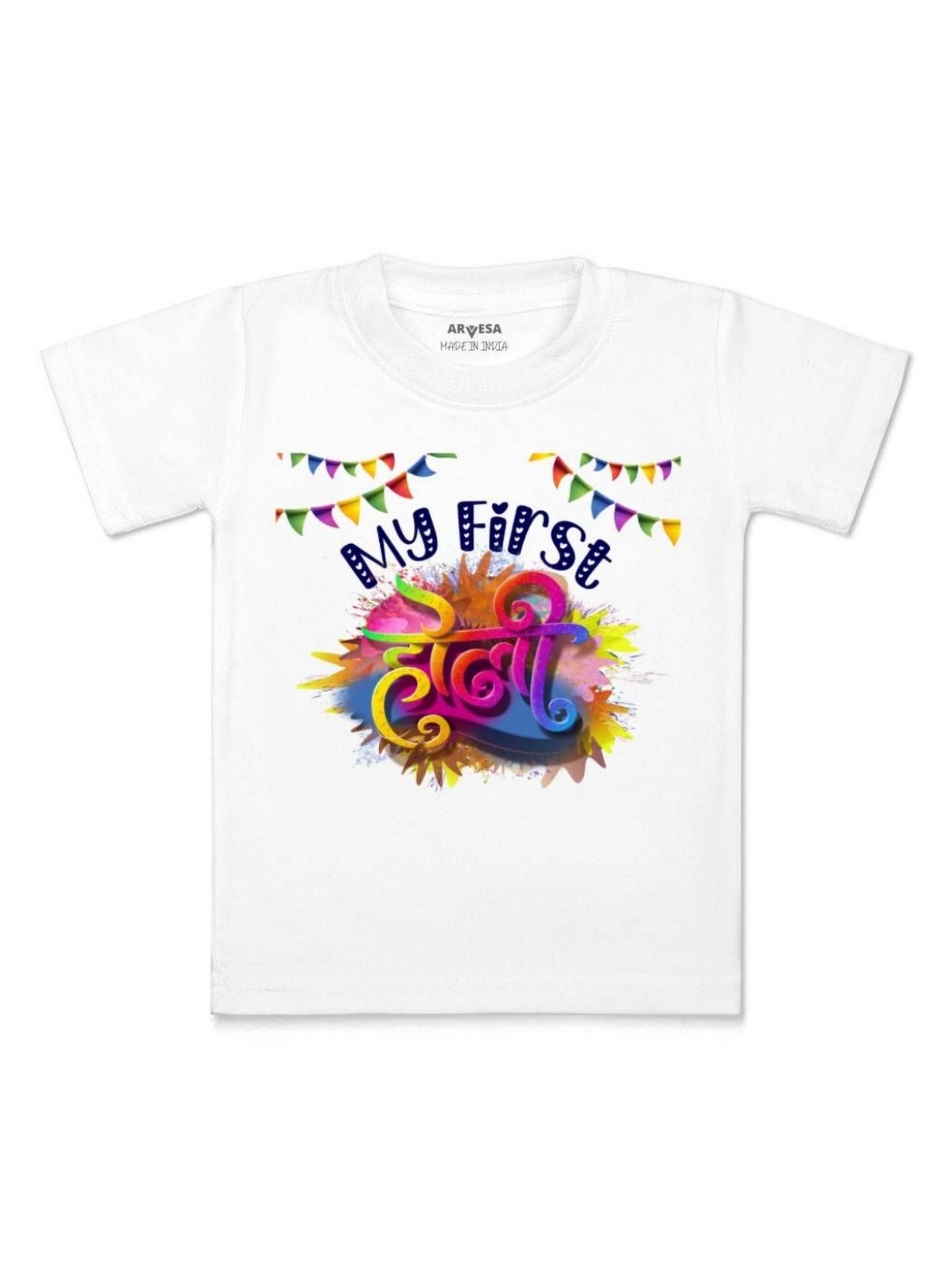 

Arvesa My First Holi Printed Regular Fit Tshirt, White