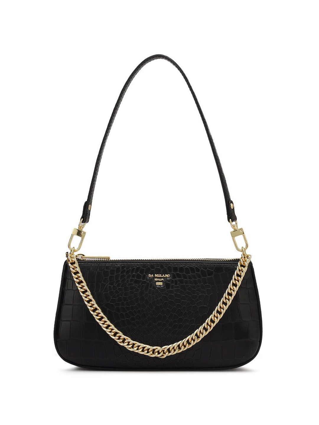 

Da Milano Leather Structured Shoulder Bag, Black