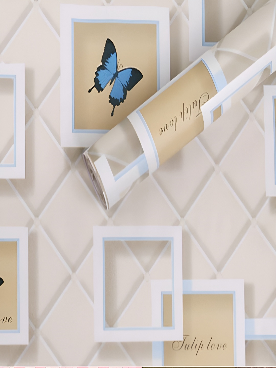 

ANNA CREATIONS Beige & White Printed Self-Adhesive Waterproof Wallpaper