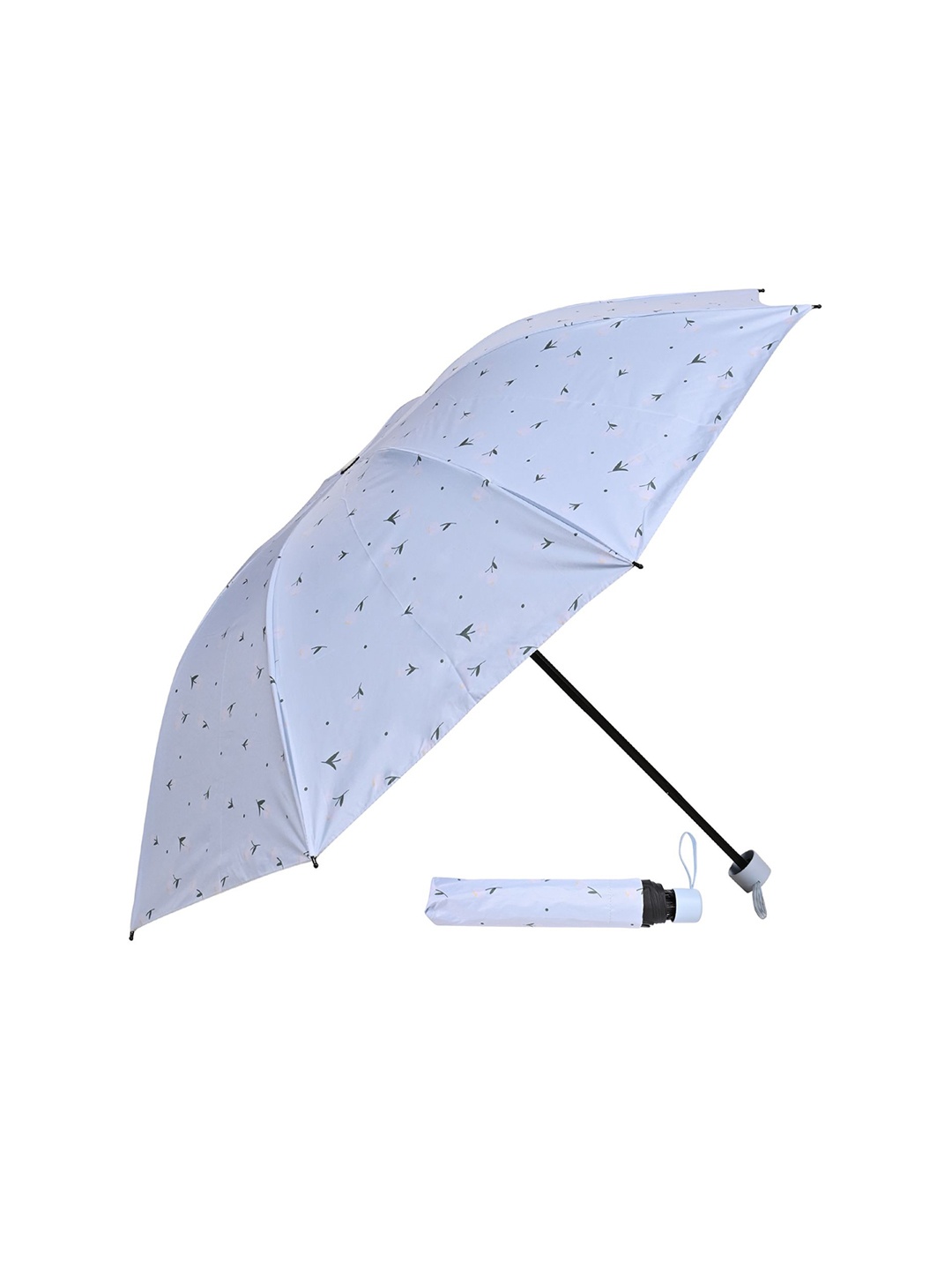 

LOOM LEGACY Manual 3 Fold Floral Printed Sun & UV Rays Protective Umbrellas, Blue