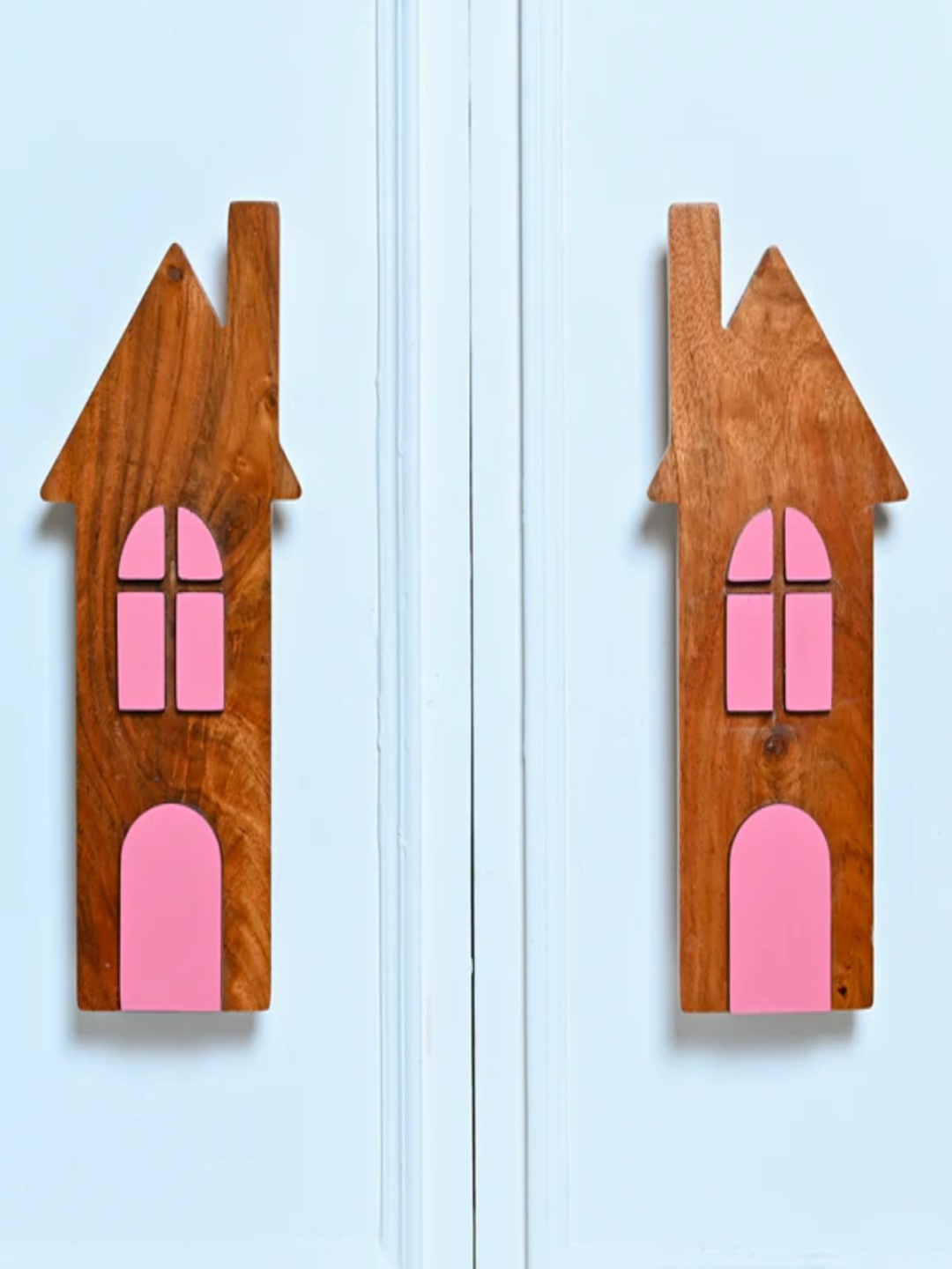 

Pinch of Pretty Pink & Brown 2 Pieces Printed Wooden House Cupboard Door Handles