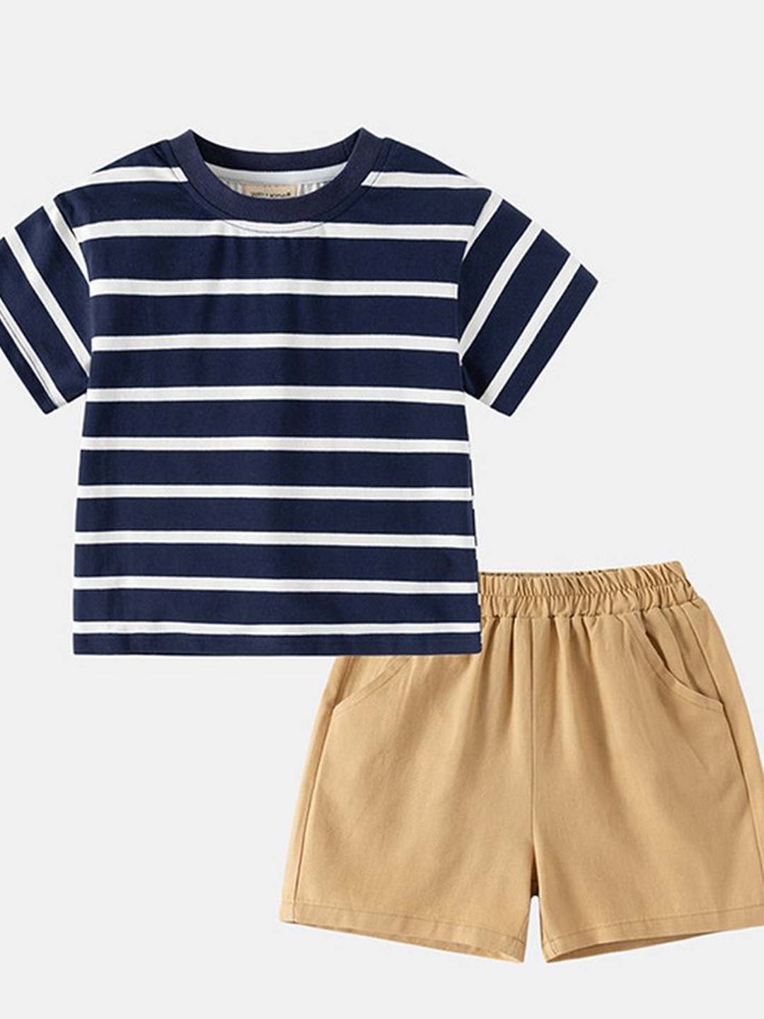 

LULU & SKY Boys Striped T-shirt With Shorts, Blue