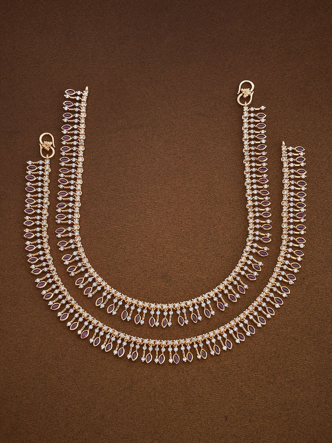 

Kushal's Fashion Jewellery Gold-Plated Artificial Stones and Beads Anklet