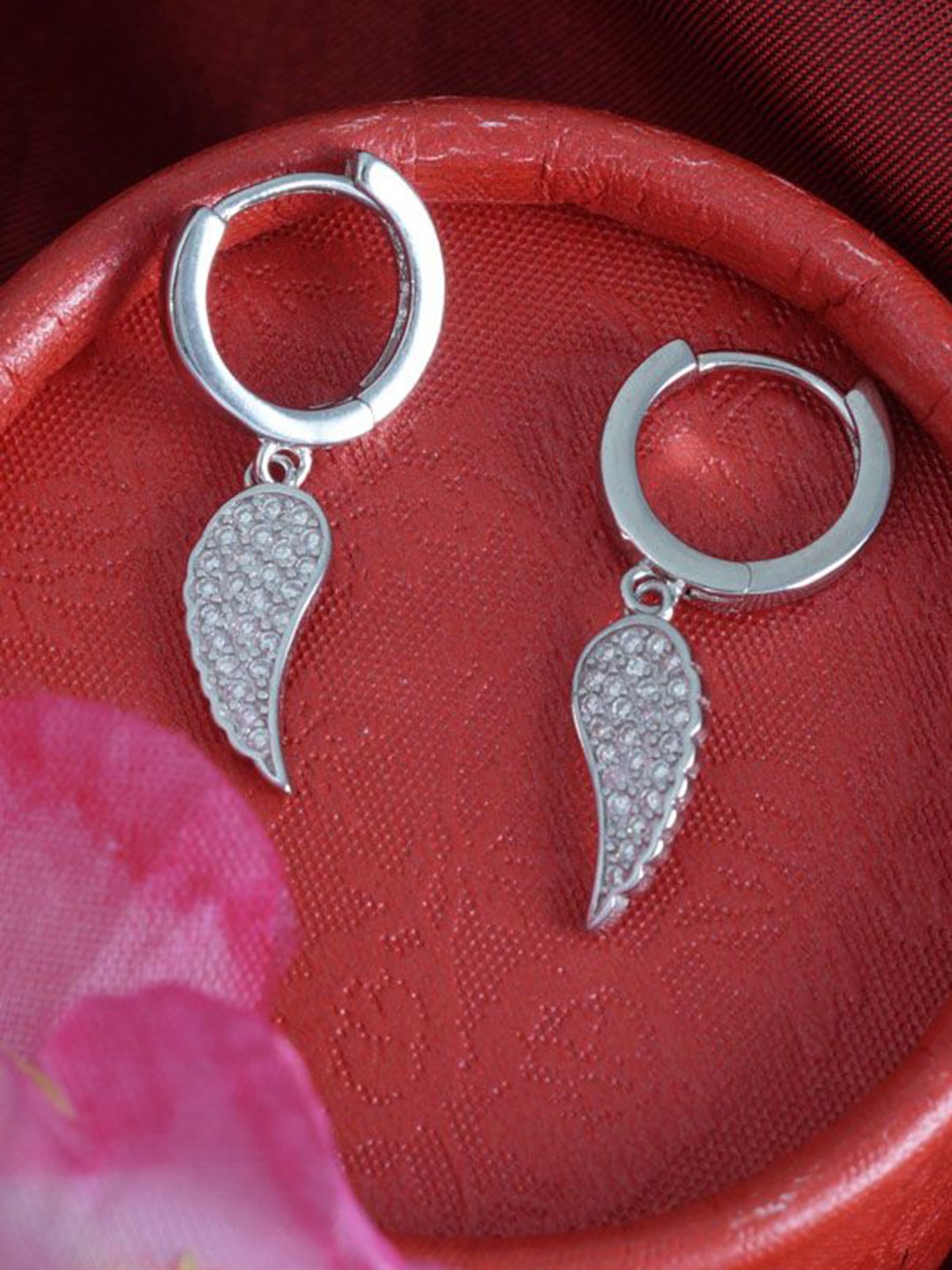 

Tuanz Silver Jewelry 925 Sterling Silver Rhodium-Plated Contemporary Shaped Hoop Earrings