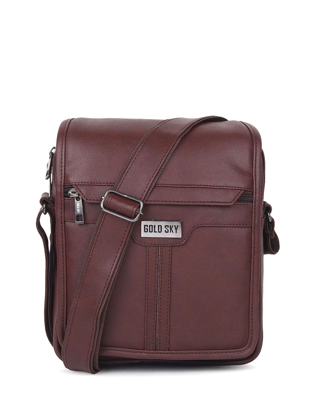 

GOLD SKY Textured Sling Bag, Brown